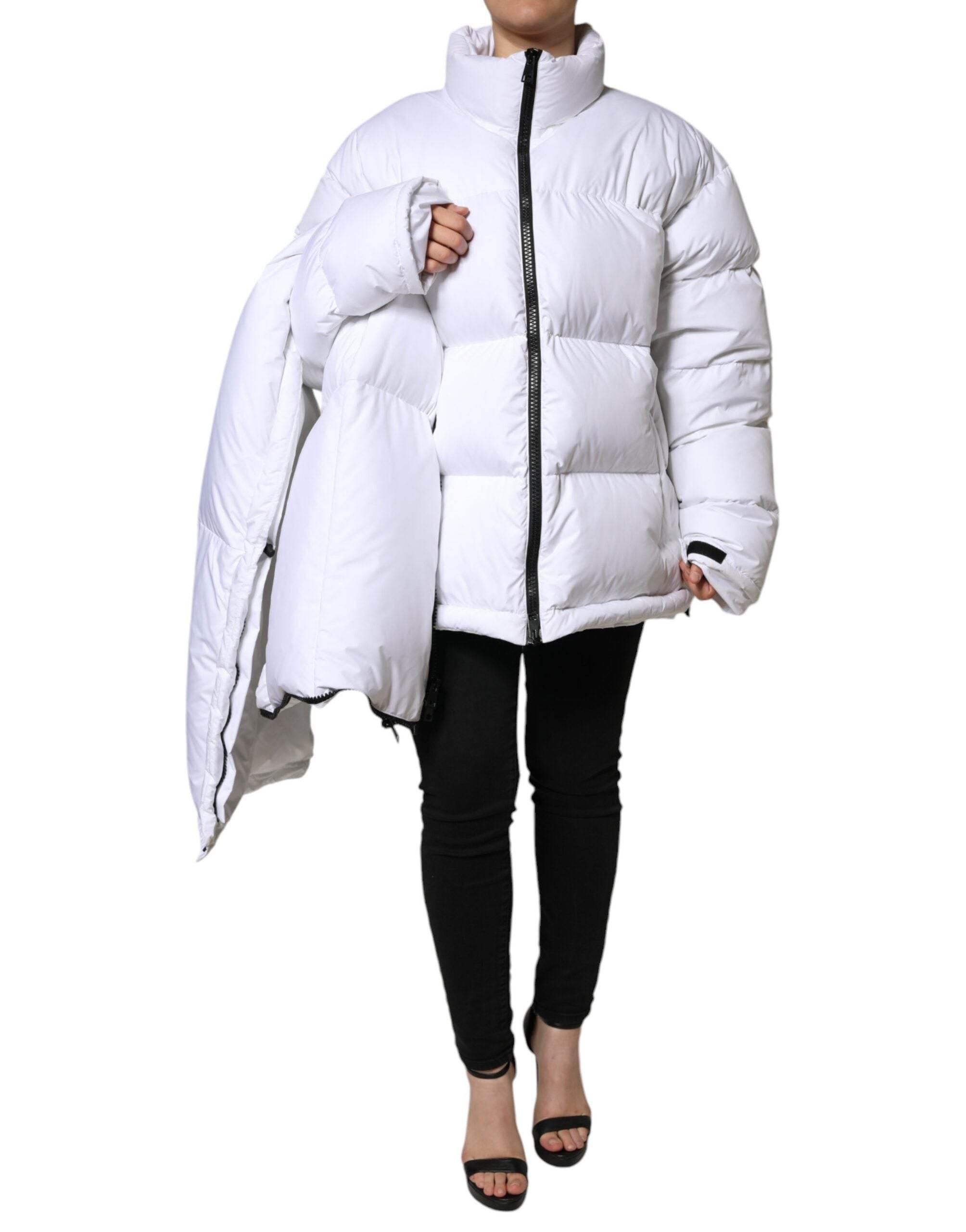 Dolce & Gabbana White Puffer Quilted Full Zip Coat Jacket - Hilstor