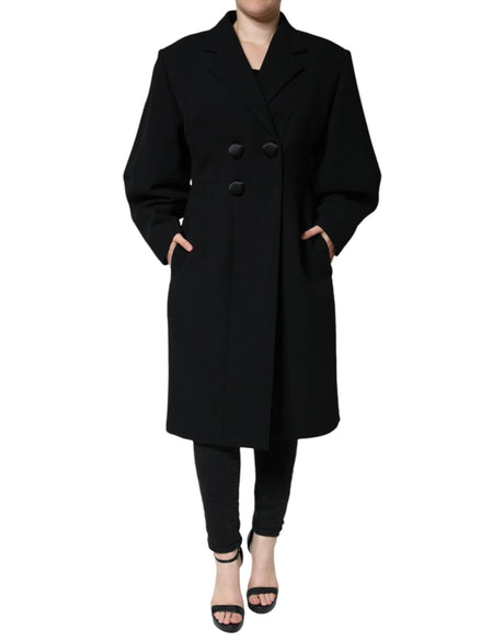 Dolce & Gabbana Black Double Breasted Trench Coat Jacket - Hilstor
