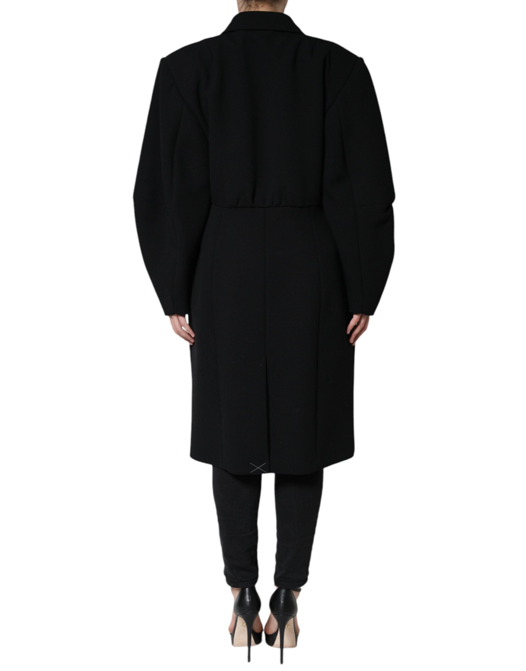 Dolce &amp; Gabbana sort dobbeltradet trenchcoat-jakke