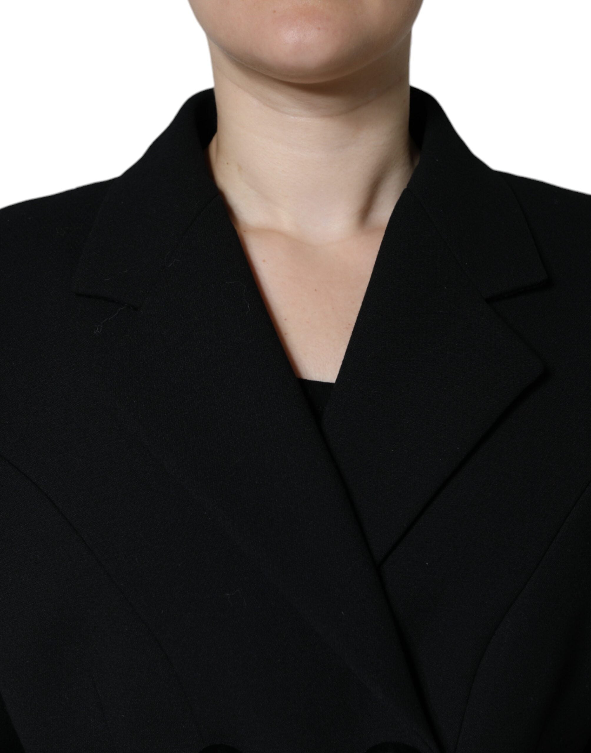 Dolce &amp; Gabbana sort dobbeltradet trenchcoat-jakke