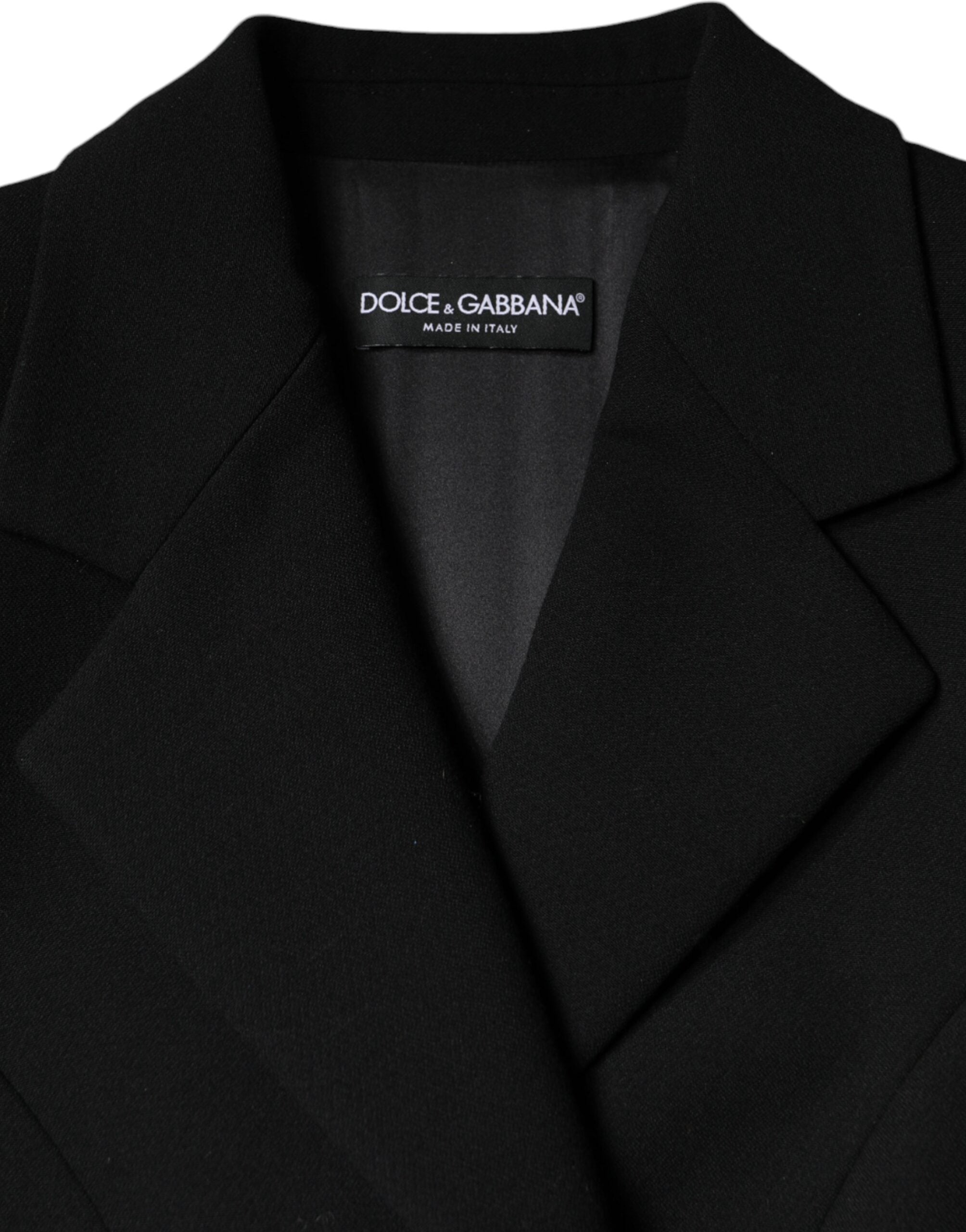Dolce &amp; Gabbana sort dobbeltradet trenchcoat-jakke