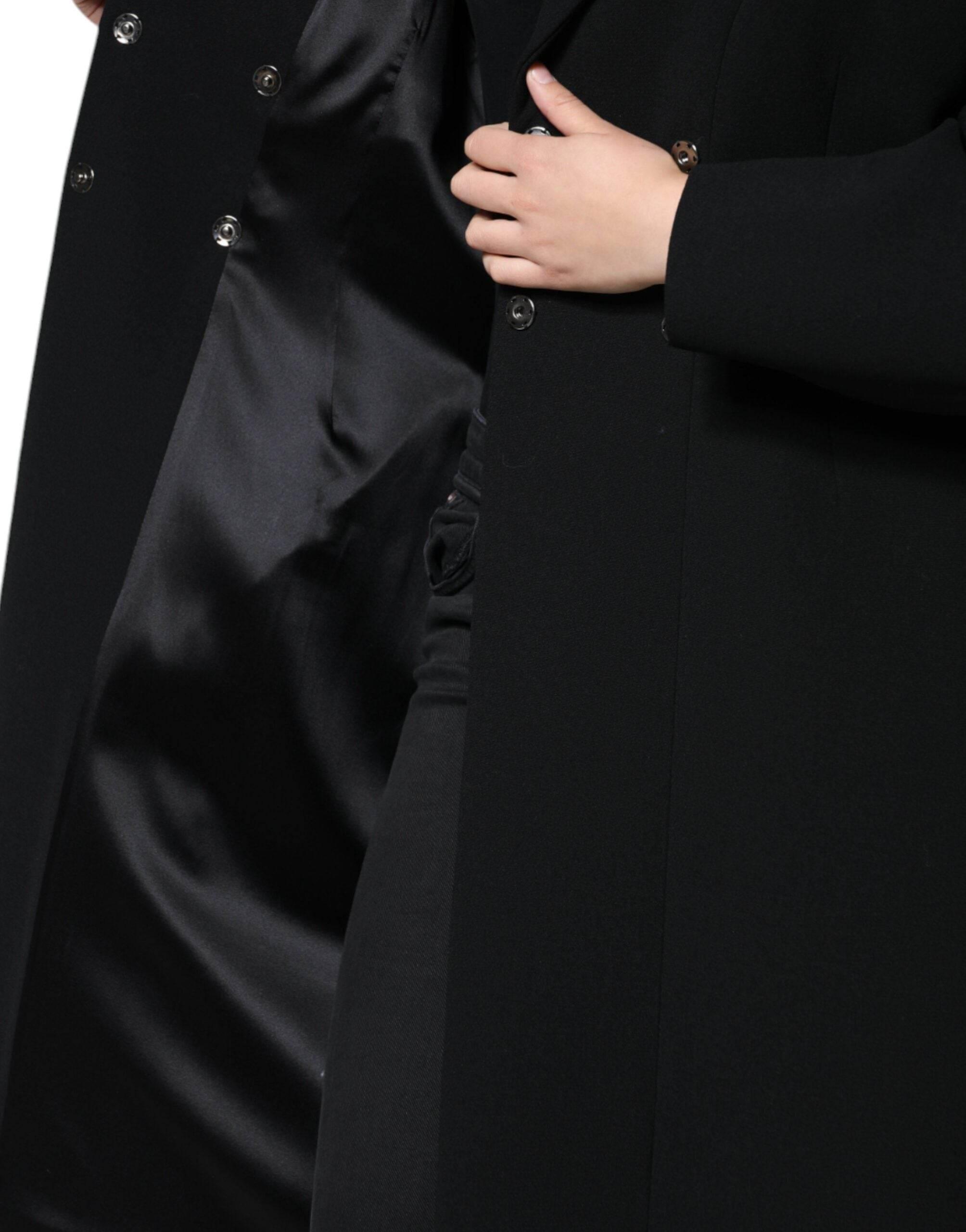 Dolce & Gabbana Black Double Breasted Trench Coat Jacket - Hilstor