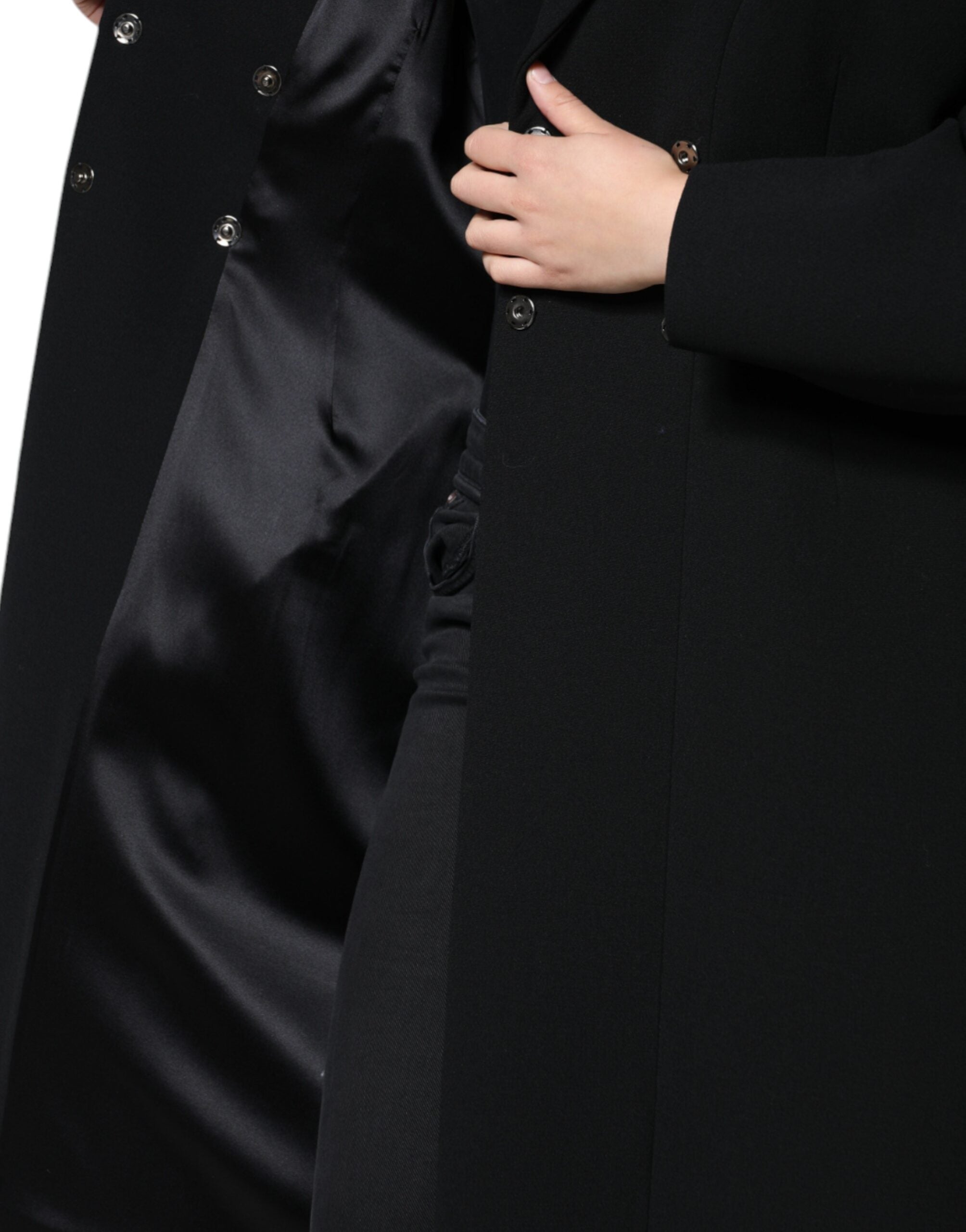 Dolce &amp; Gabbana sort dobbeltradet trenchcoat-jakke