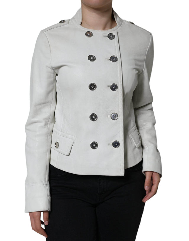 Dolce & Gabbana White Double Breasted Blazer Coat Jacket - Hilstor