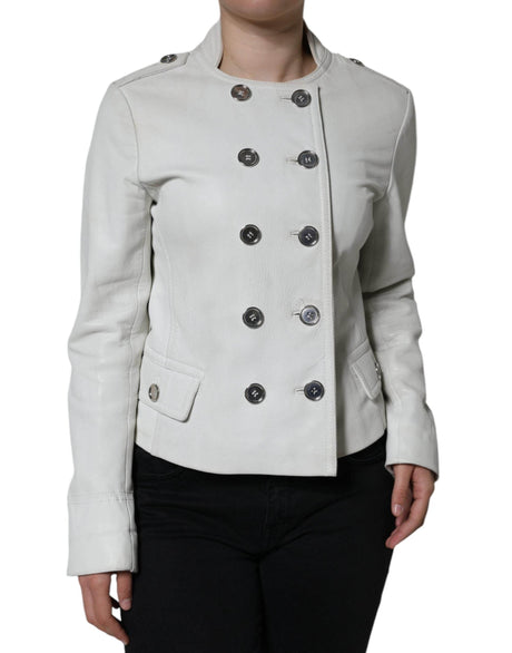 Dolce & Gabbana White Double Breasted Blazer Coat Jacket - Hilstor