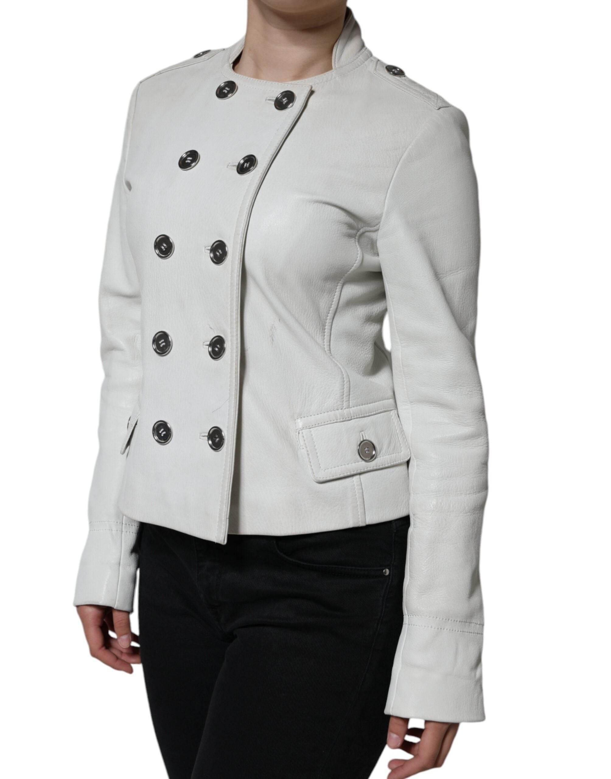 Dolce & Gabbana White Double Breasted Blazer Coat Jacket - Hilstor