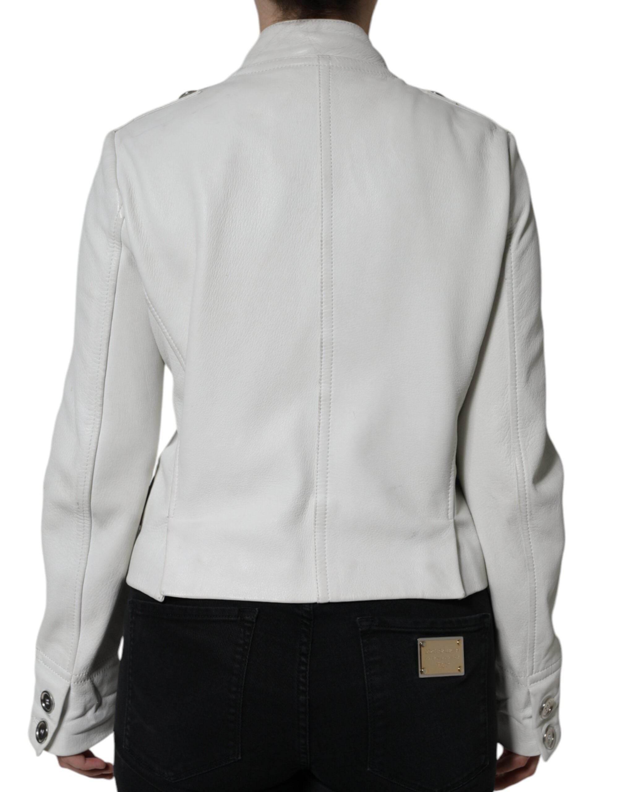 Dolce & Gabbana White Double Breasted Blazer Coat Jacket - Hilstor