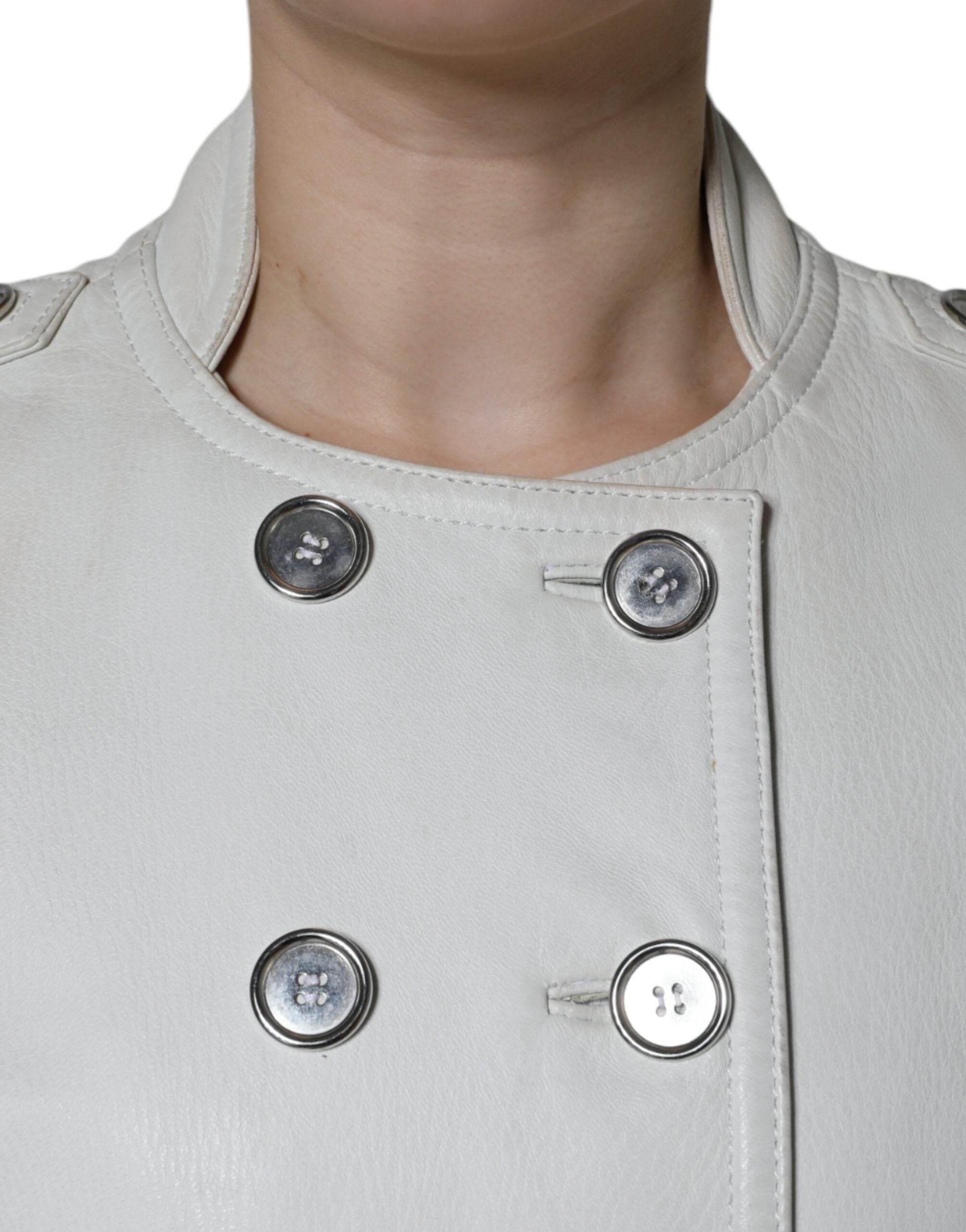 Dolce & Gabbana White Double Breasted Blazer Coat Jacket - Hilstor
