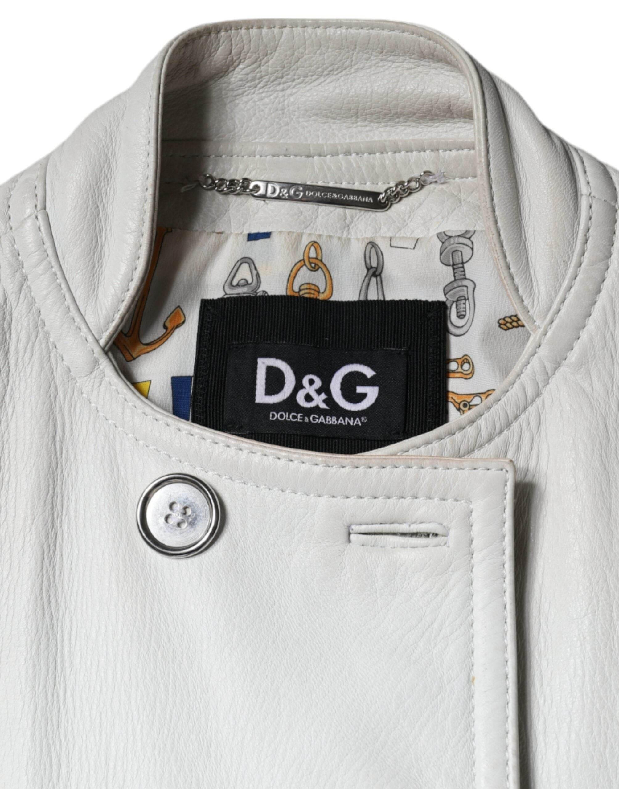 Dolce & Gabbana White Double Breasted Blazer Coat Jacket - Hilstor