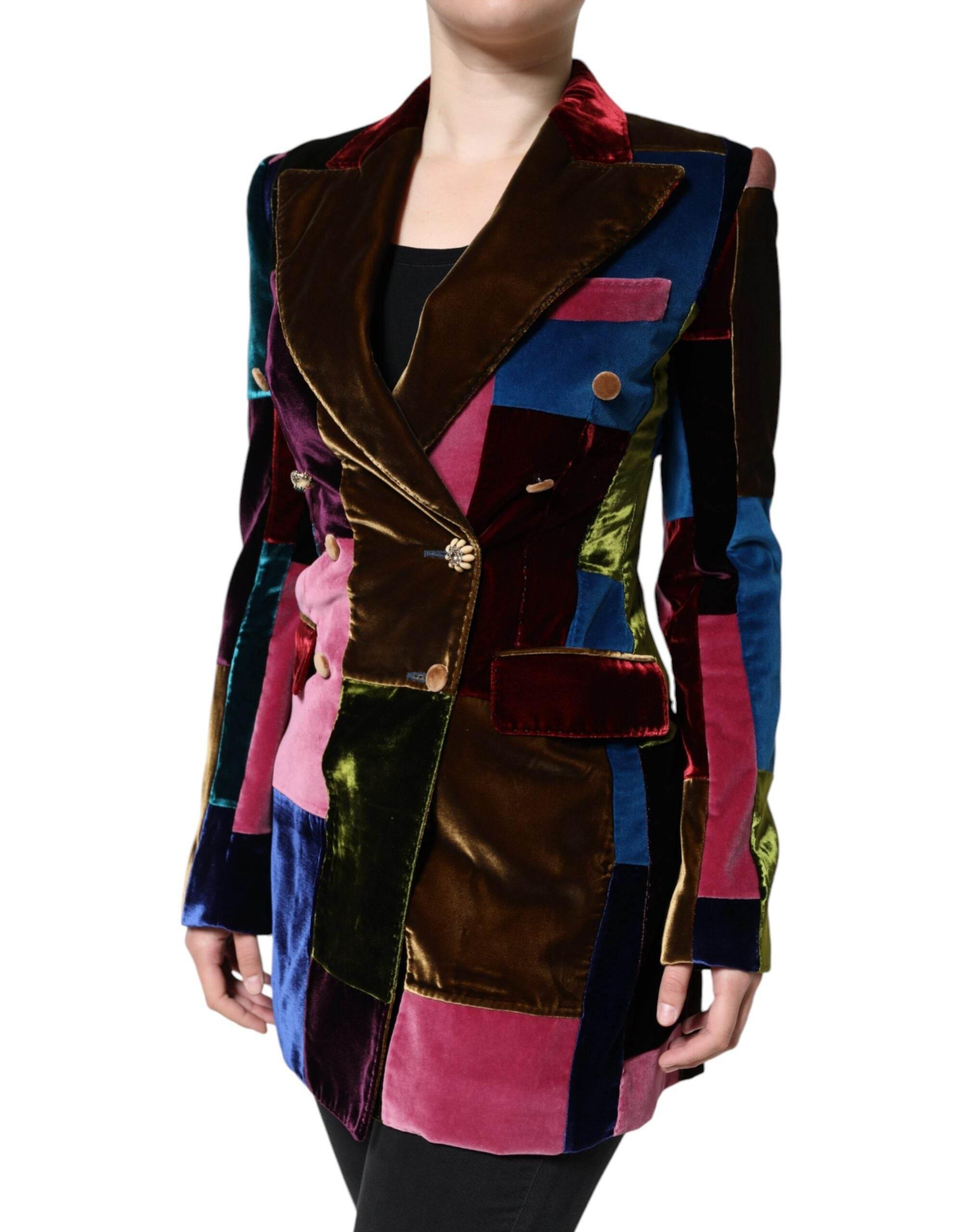 Dolce & Gabbana Multicolor Double Breasted Patchwork Blazer Jacket - Hilstor