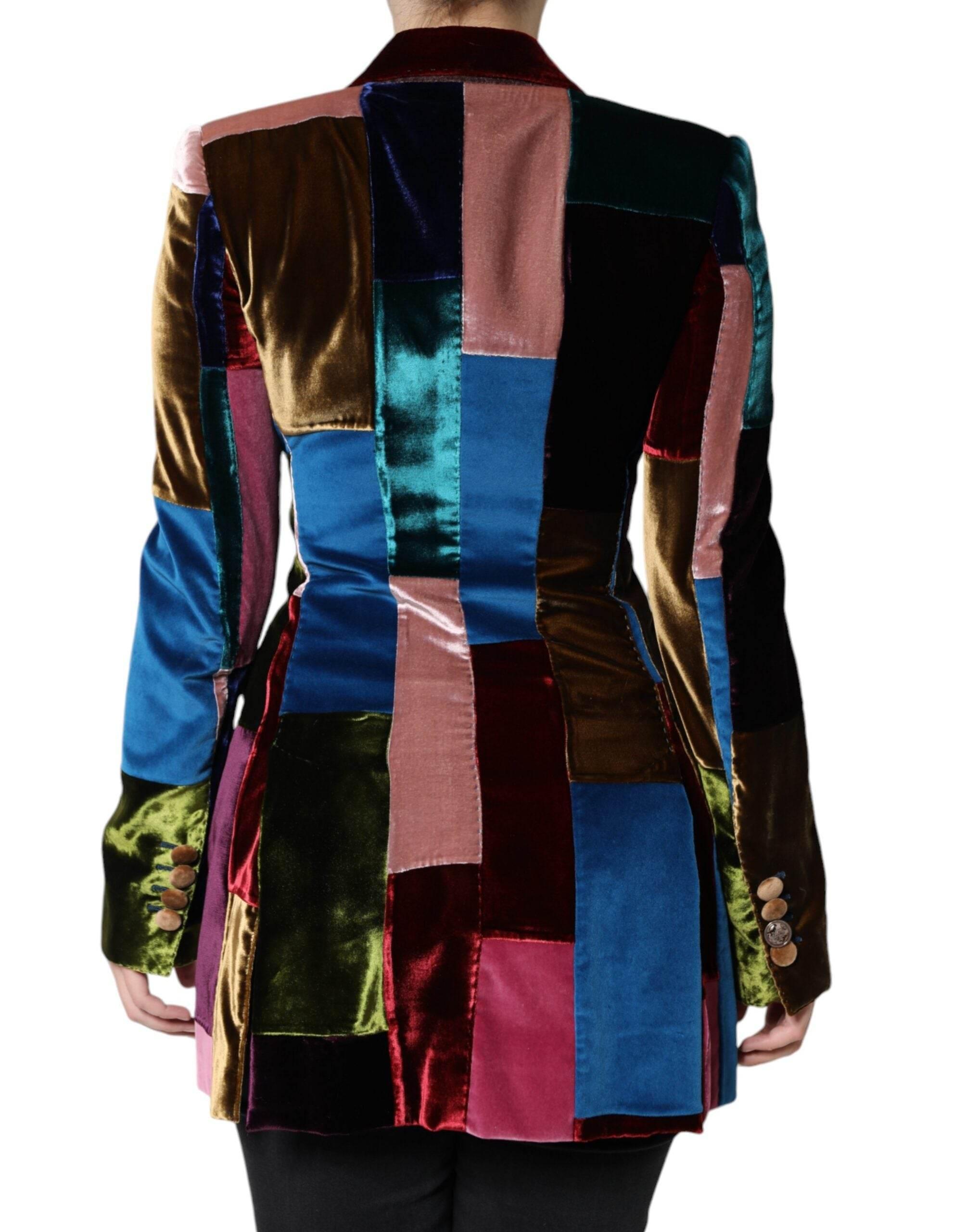 Dolce & Gabbana Multicolor Double Breasted Patchwork Blazer Jacket - Hilstor