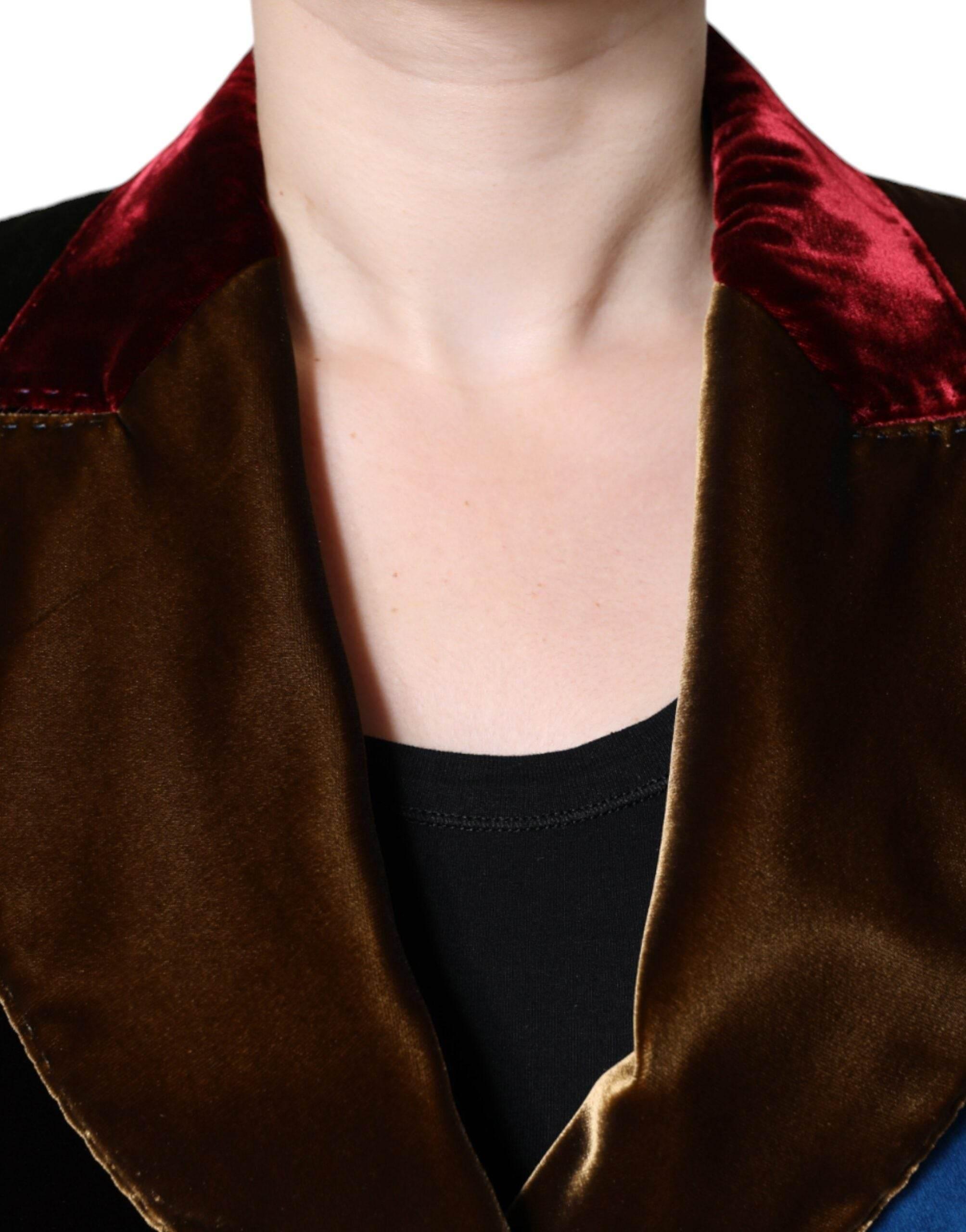 Dolce & Gabbana Multicolor Double Breasted Patchwork Blazer Jacket - Hilstor
