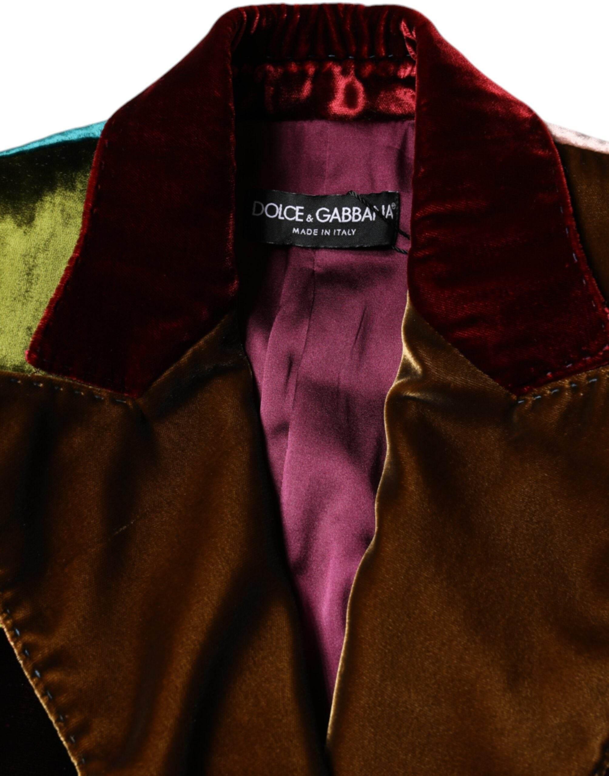 Dolce & Gabbana Multicolor Double Breasted Patchwork Blazer Jacket - Hilstor
