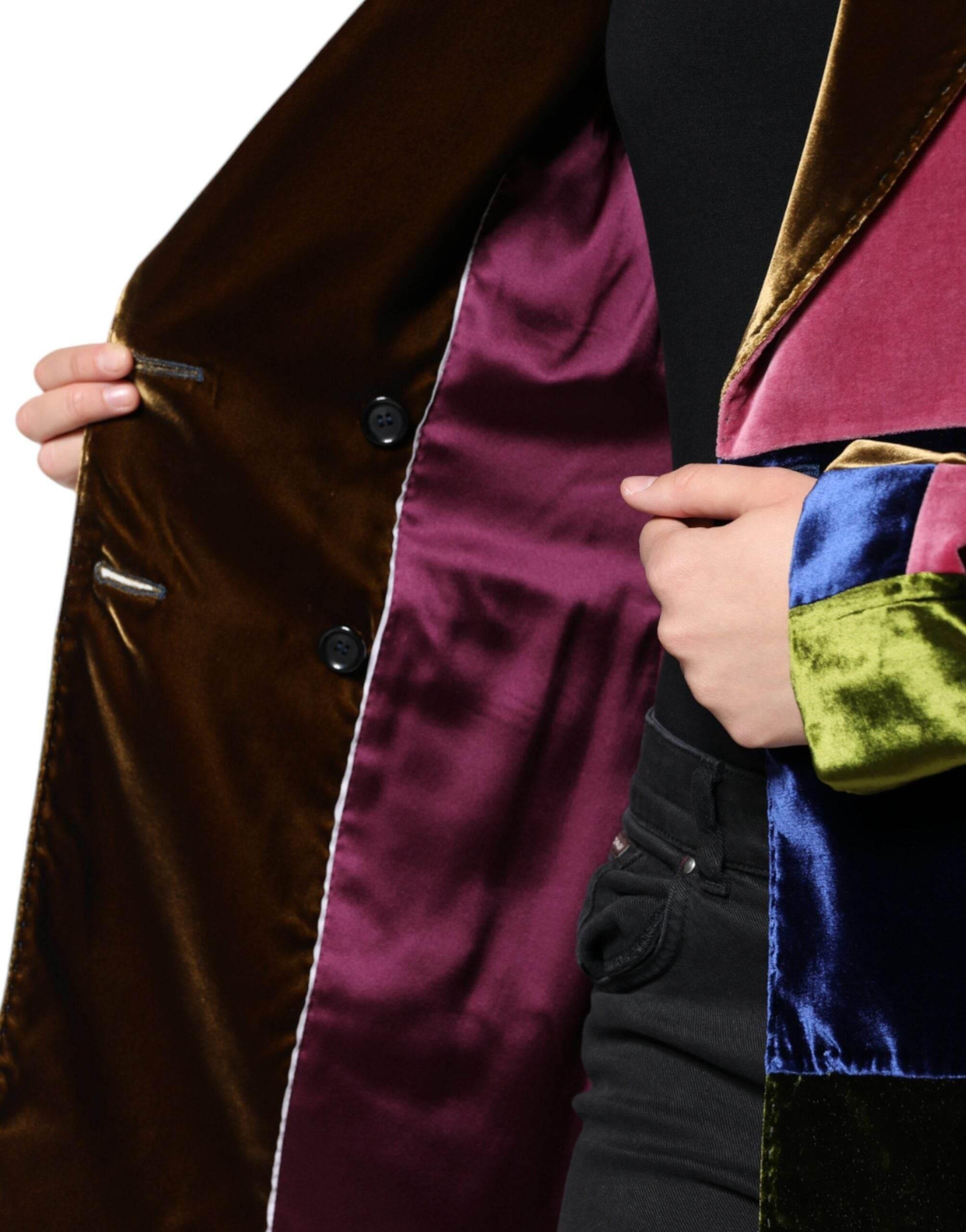Dolce & Gabbana Multicolor Double Breasted Patchwork Blazer Jacket - Hilstor