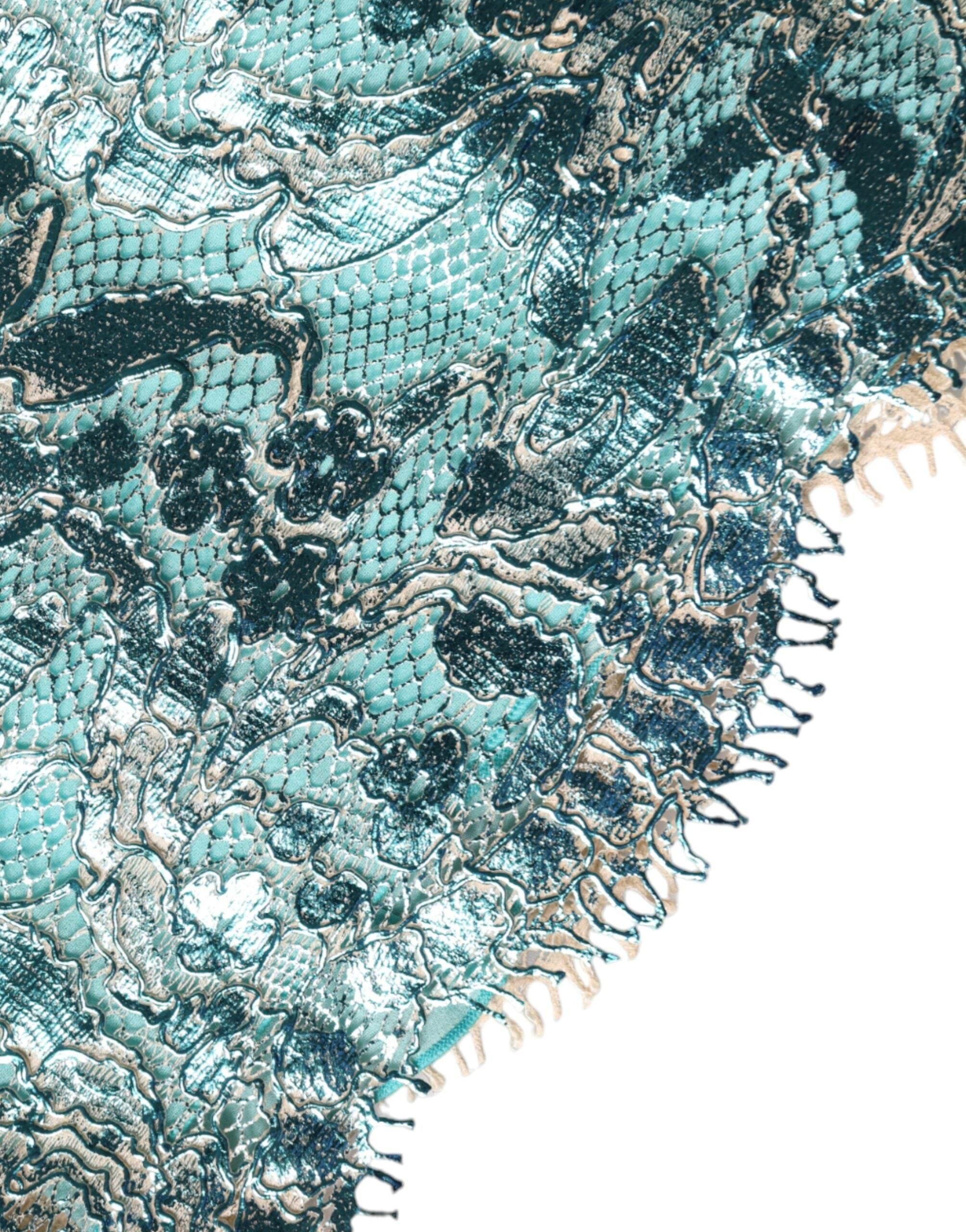 Dolce & Gabbana Blue Floral Brocade High Waist Mini Skirt - Hilstor