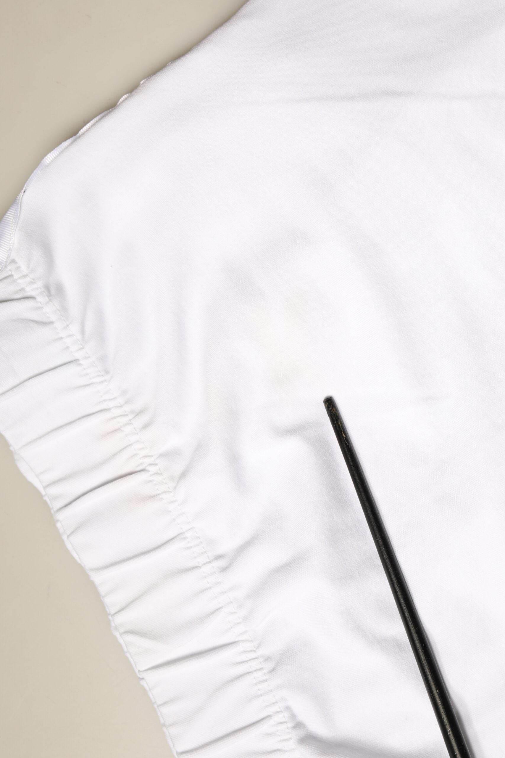 STK White Cotton Stretch High Waist Pencil Cut Knee Length Skirt - Hilstor