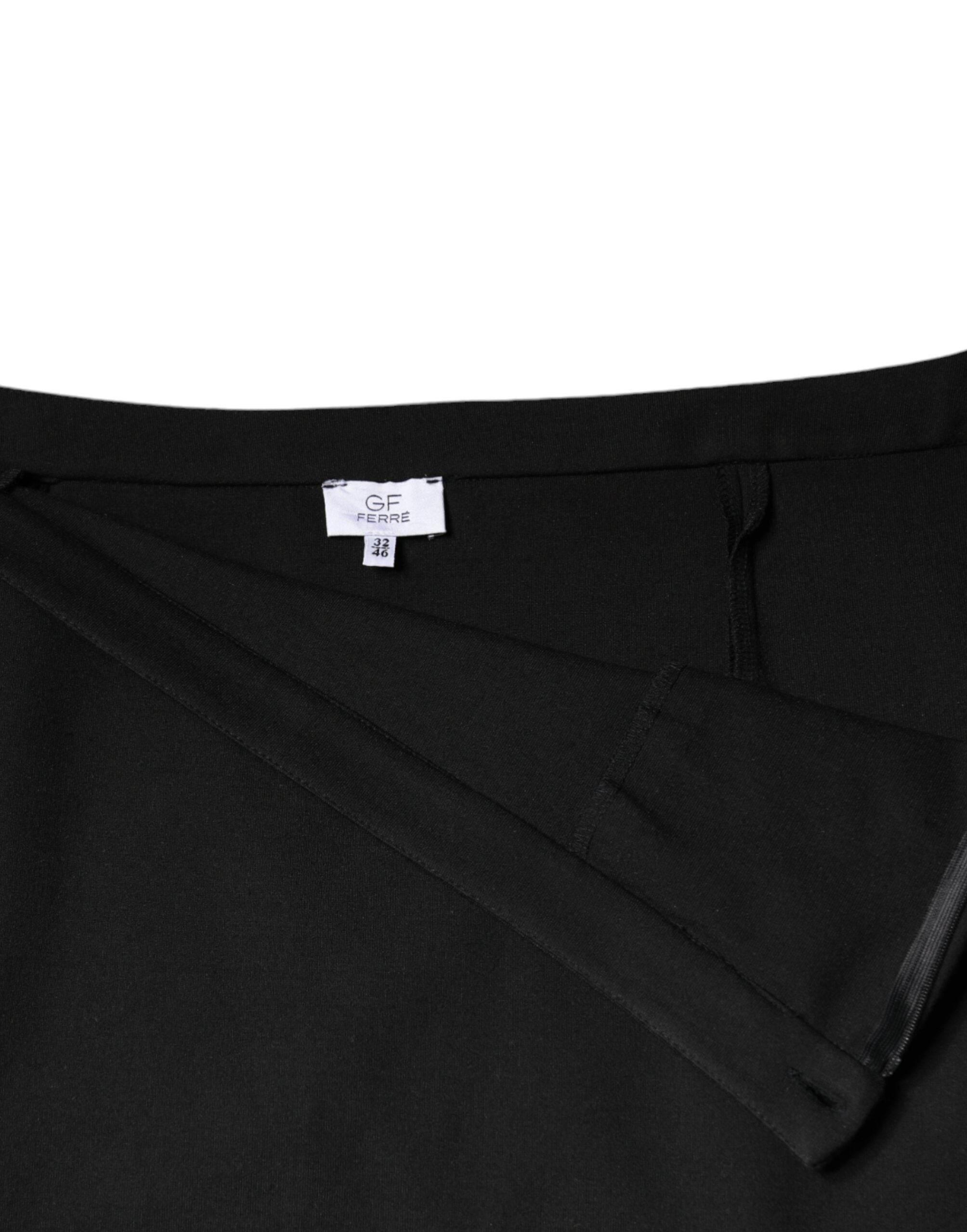 GF Ferre Black Straight Pencil Cut Knee Length Skirt - Hilstor