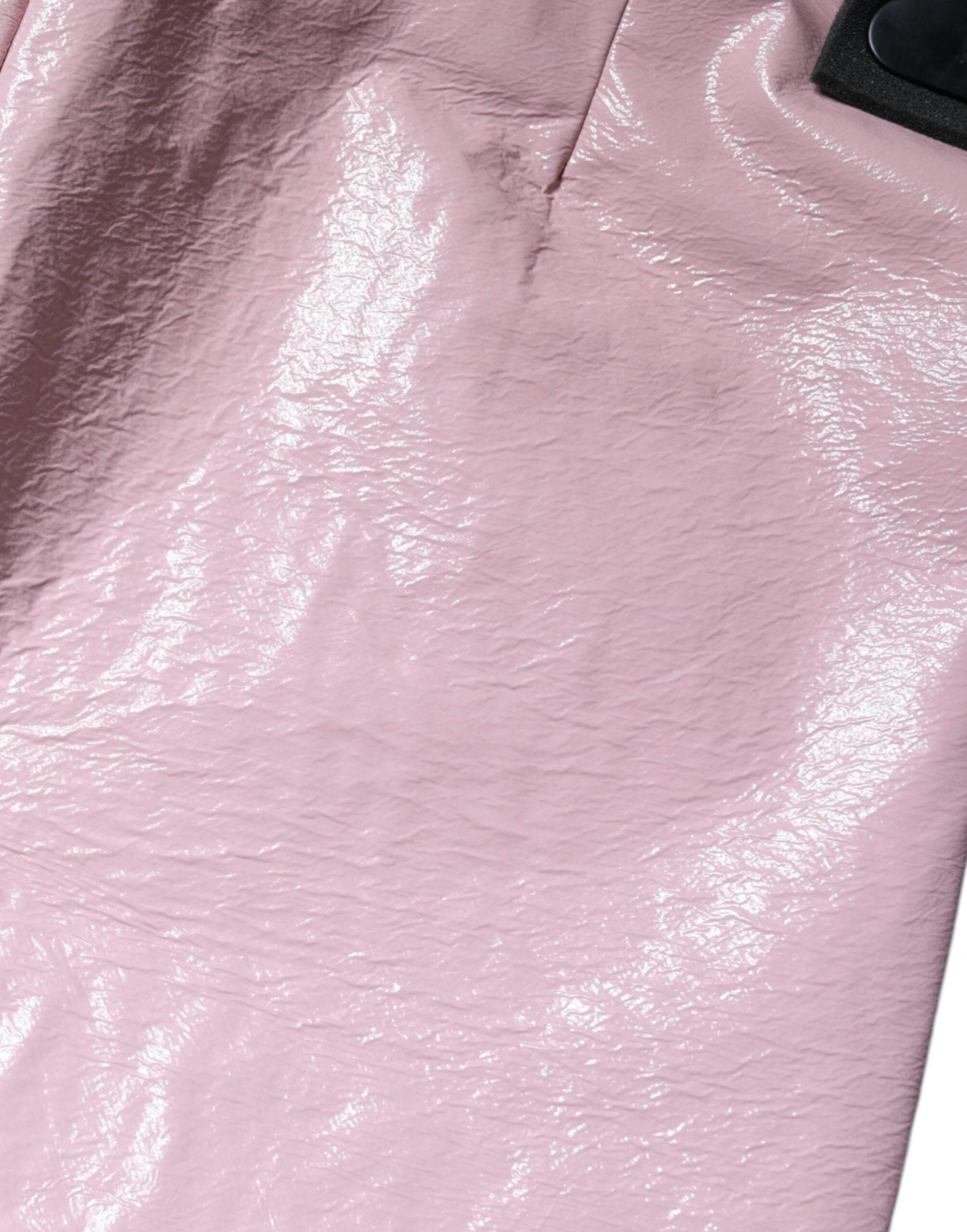 Dolce & Gabbana Glossy Pink Cotton High Waist Mini Skirt - Hilstor