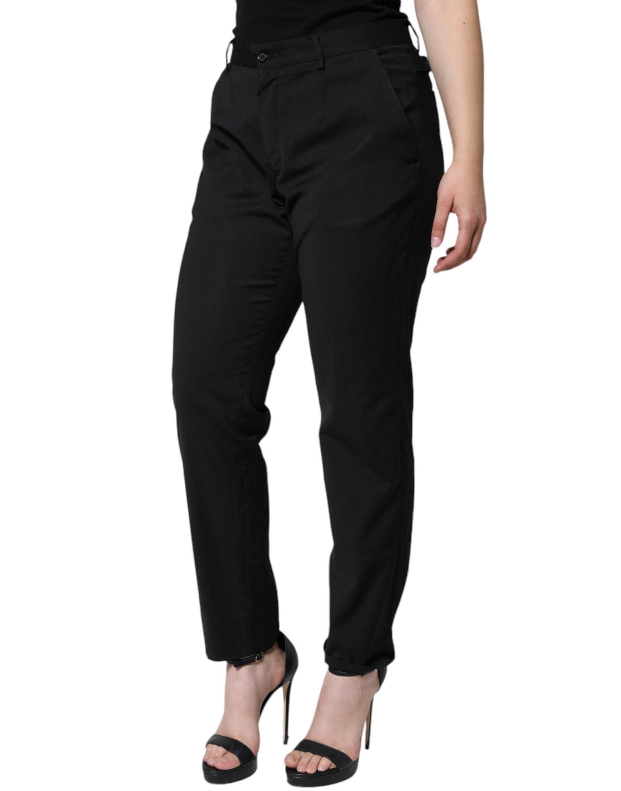 Dolce & Gabbana Black Polyester High Waist Tapered Pants - Hilstor