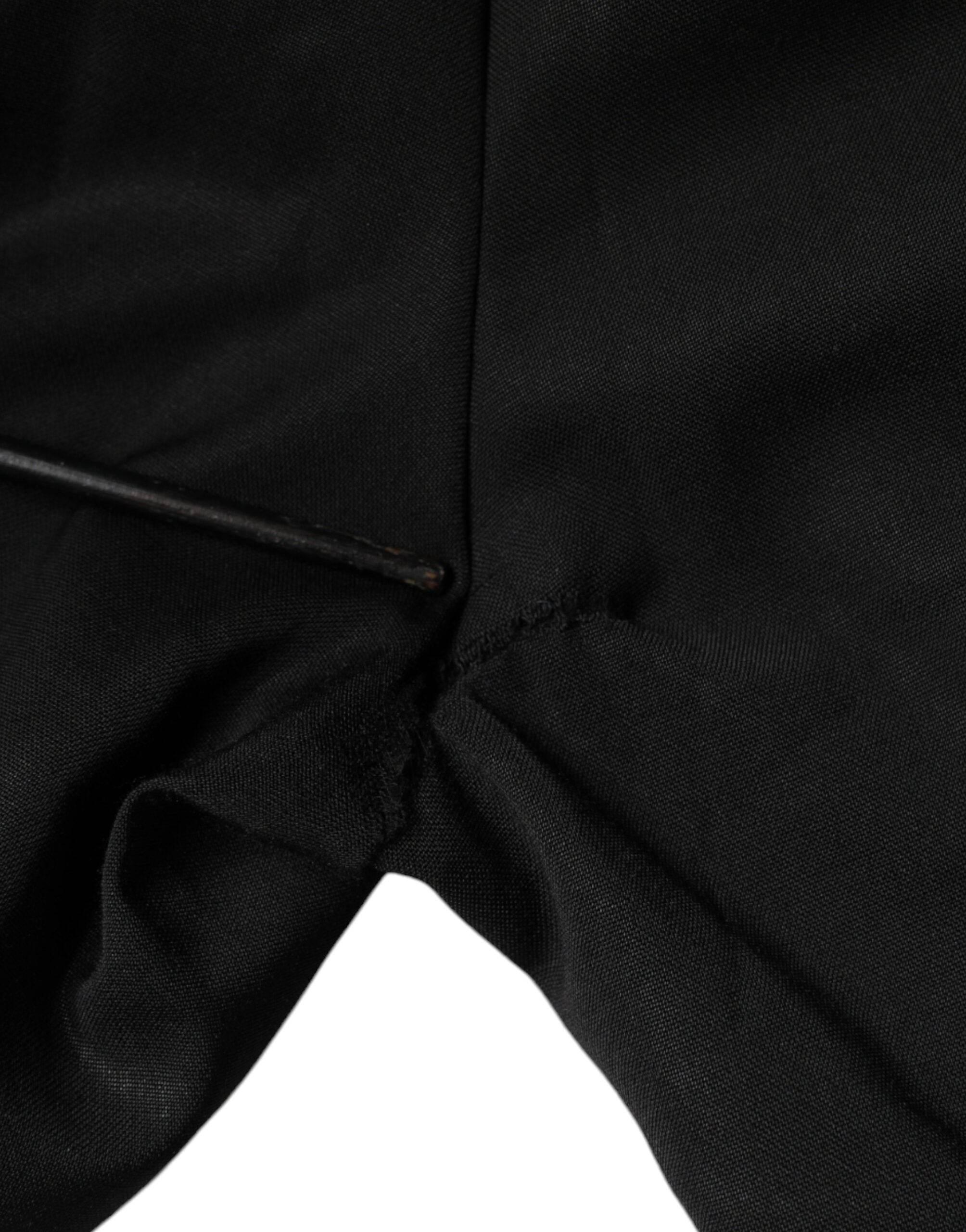 Dolce & Gabbana Black Polyester High Waist Tapered Pants - Hilstor