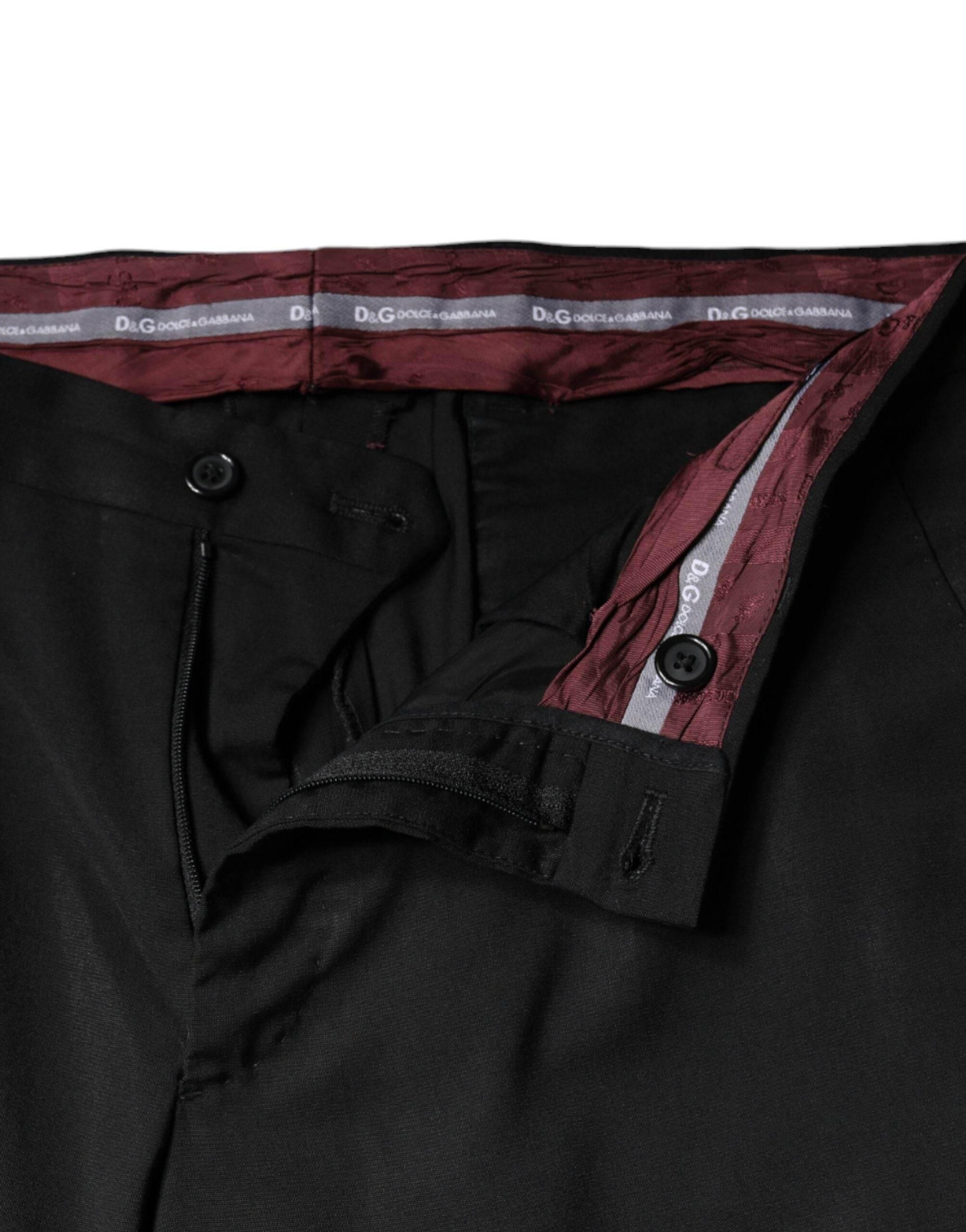 Dolce & Gabbana Black Polyester High Waist Tapered Pants - Hilstor