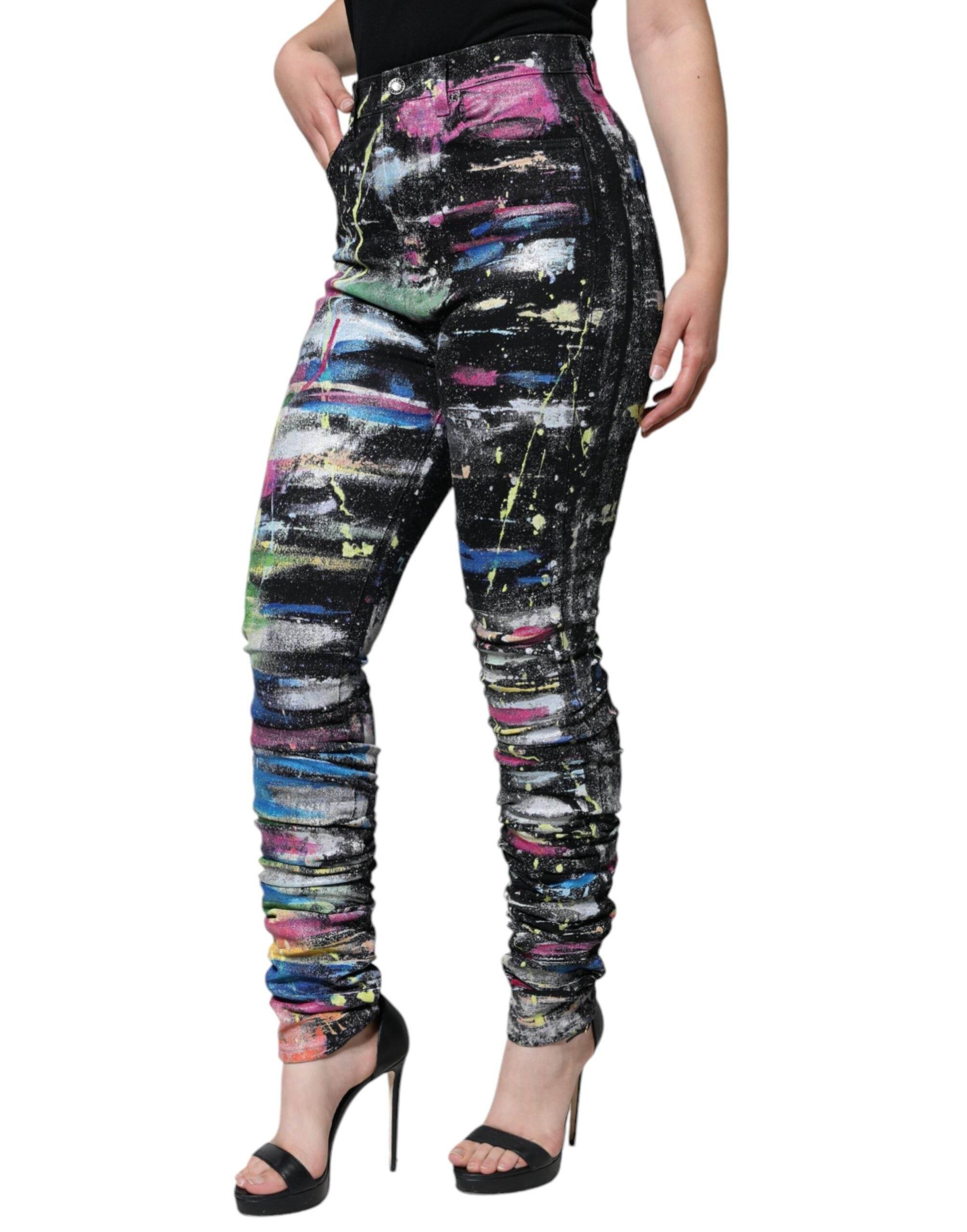 Dolce & Gabbana Multicolor Splatter Paint Cotton Skinny Denim Jeans - Hilstor
