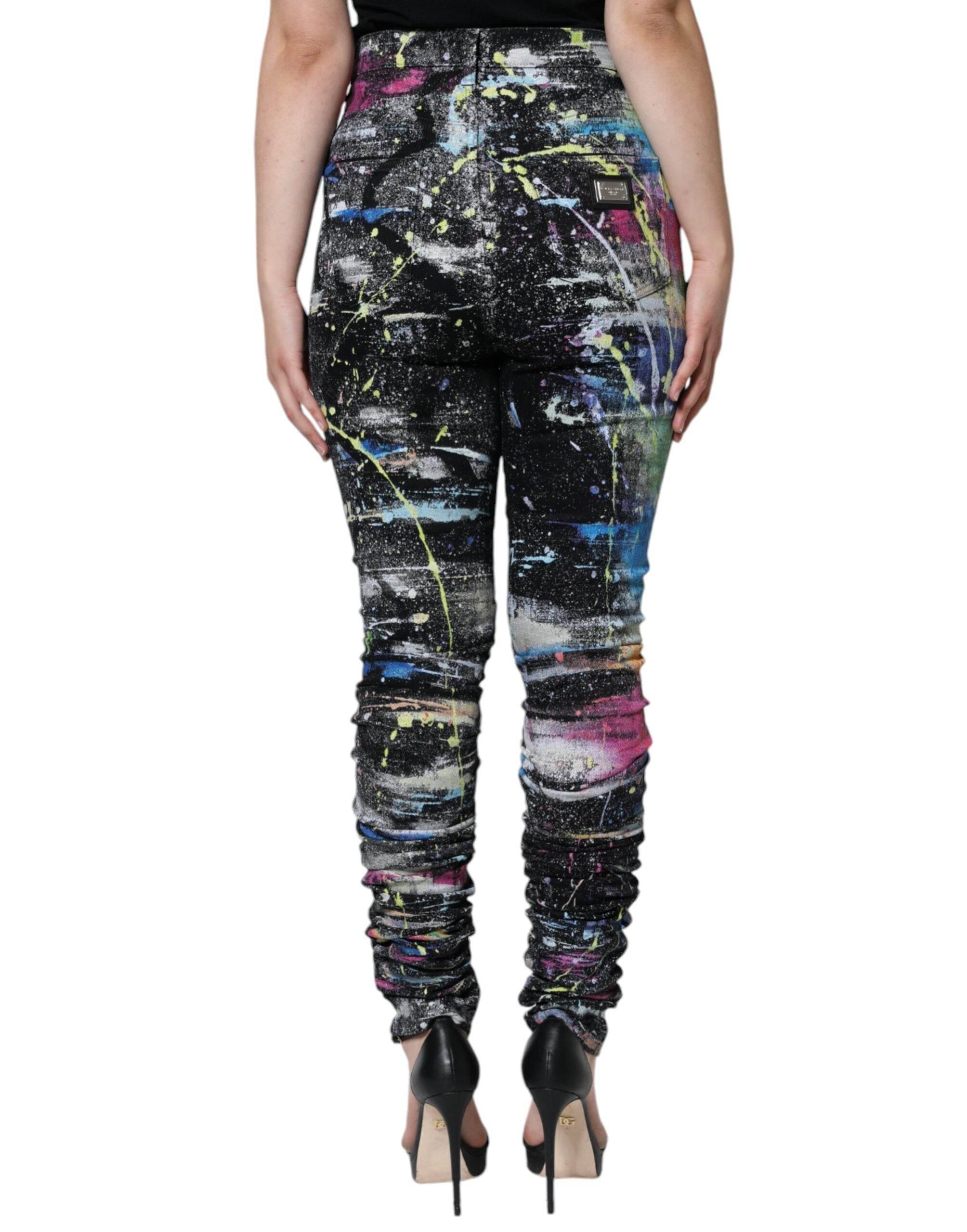 Dolce & Gabbana Multicolor Splatter Paint Cotton Skinny Denim Jeans - Hilstor