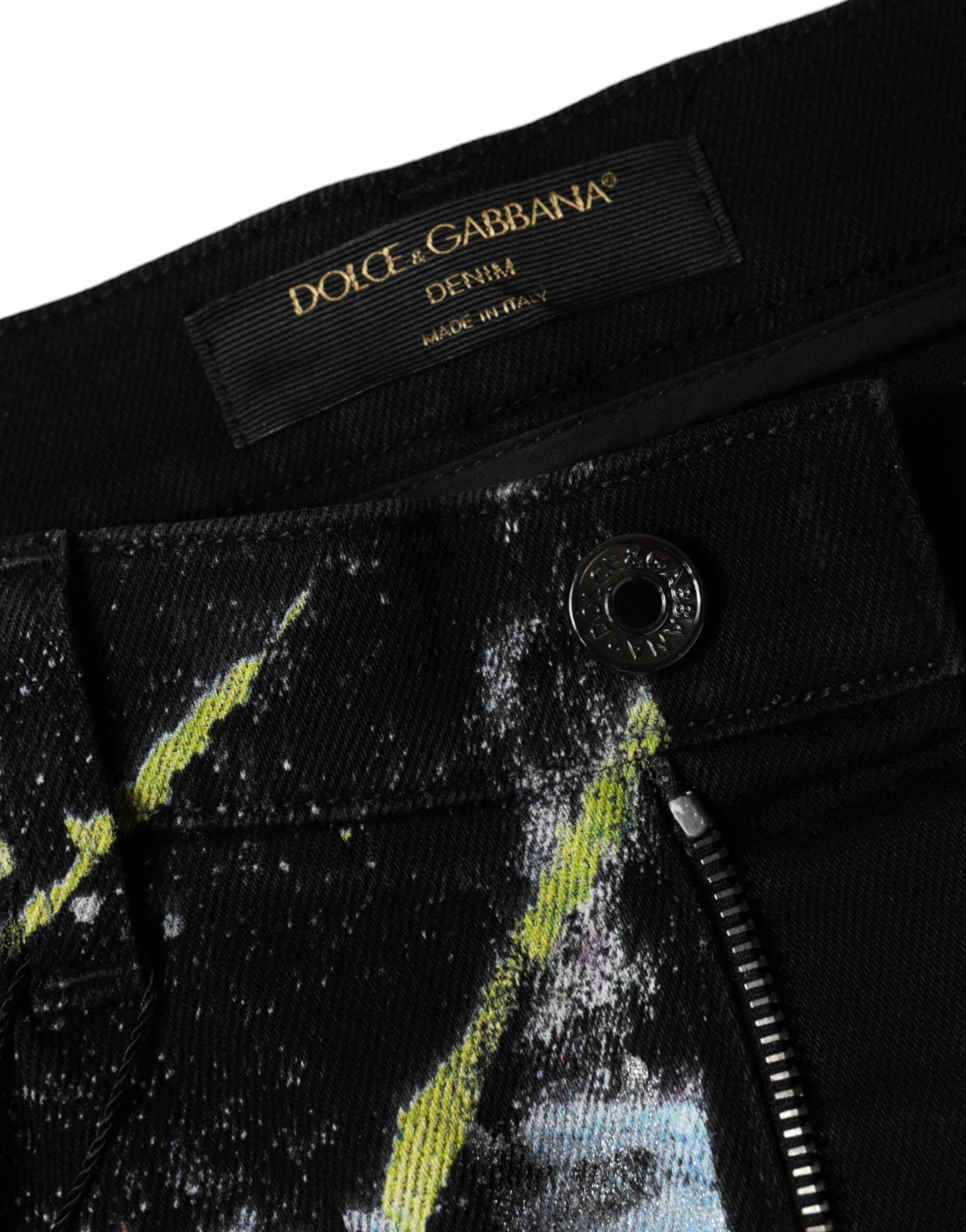 Dolce & Gabbana Multicolor Splatter Paint Cotton Skinny Denim Jeans - Hilstor