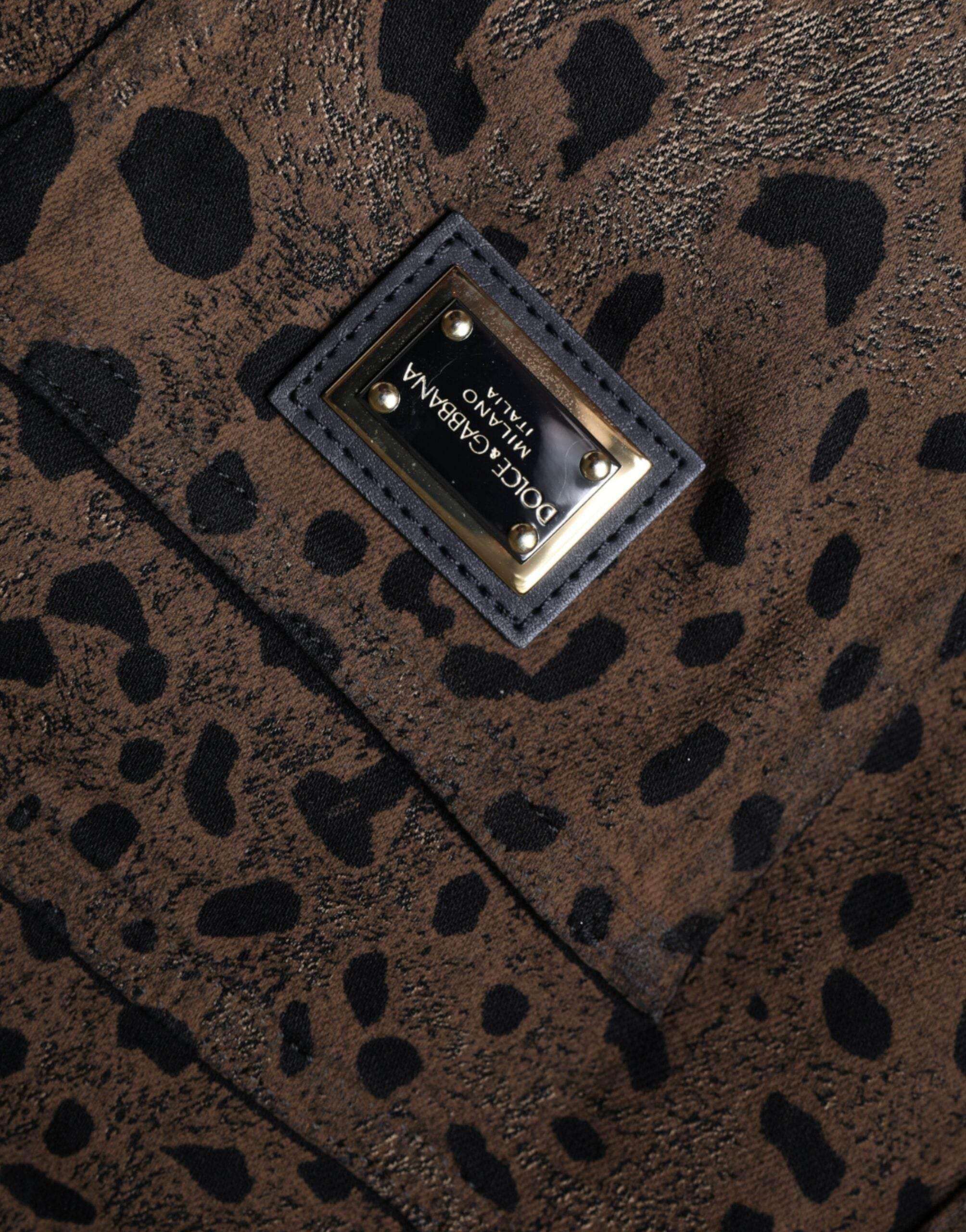 Dolce & Gabbana Brown Leopard Cotton Skinny Denim Jeans - Hilstor
