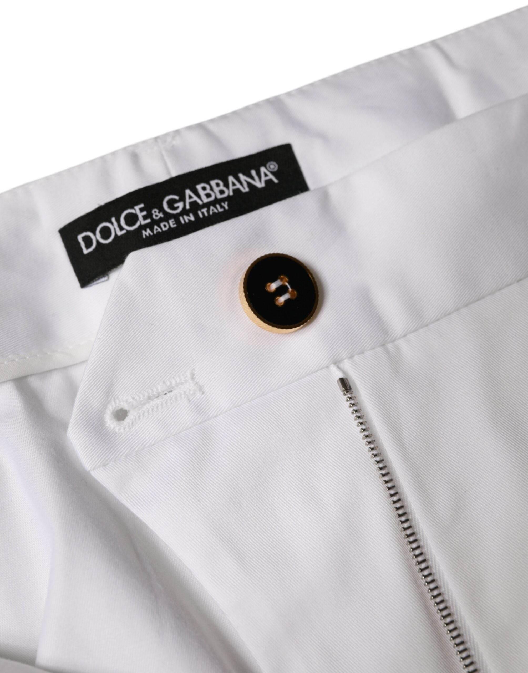 Dolce & Gabbana White Cotton Mid Waist Tapered Denim Jeans - Hilstor