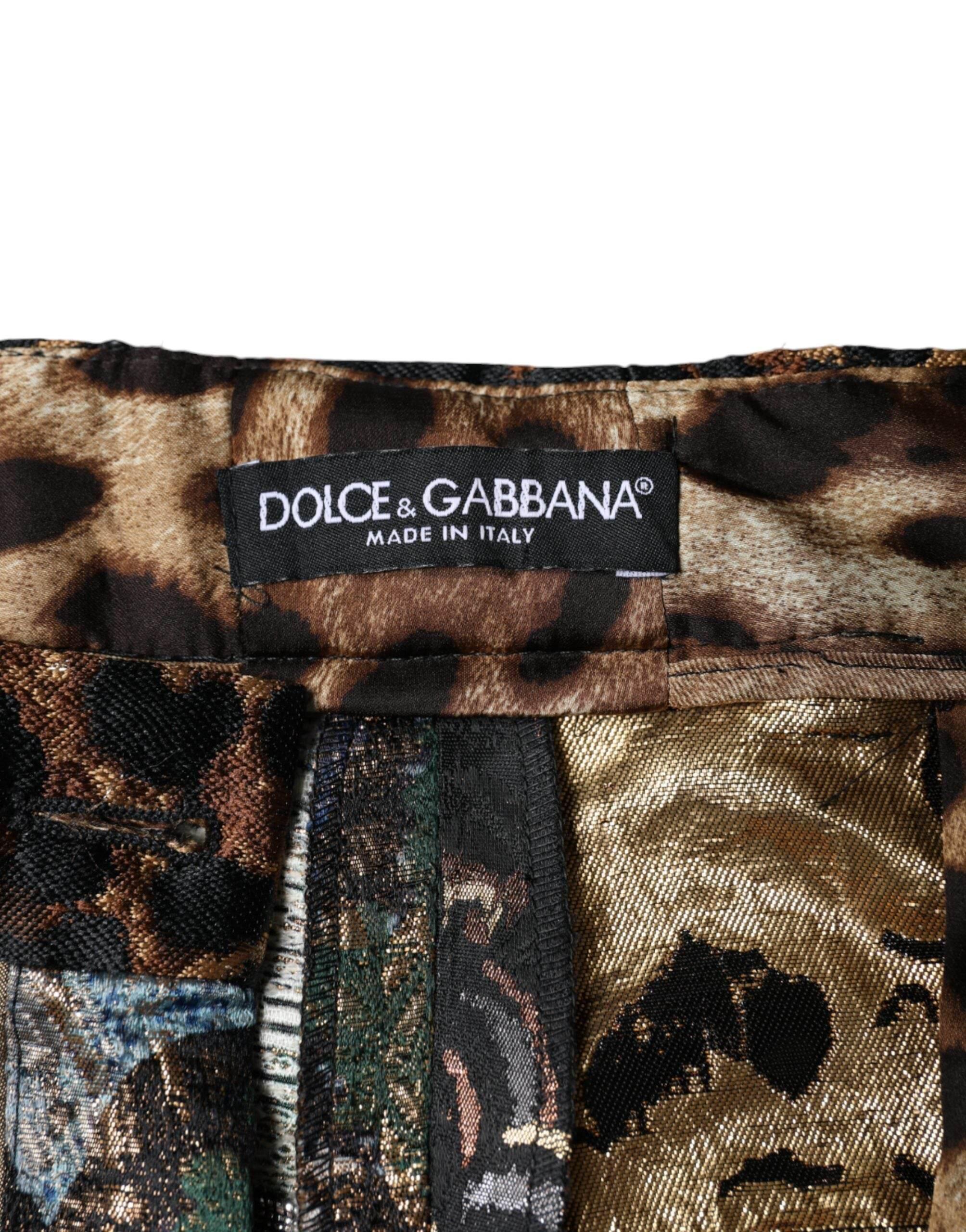 Dolce & Gabbana Multicolor Patchwork Jacquard High Waist Pants - Hilstor