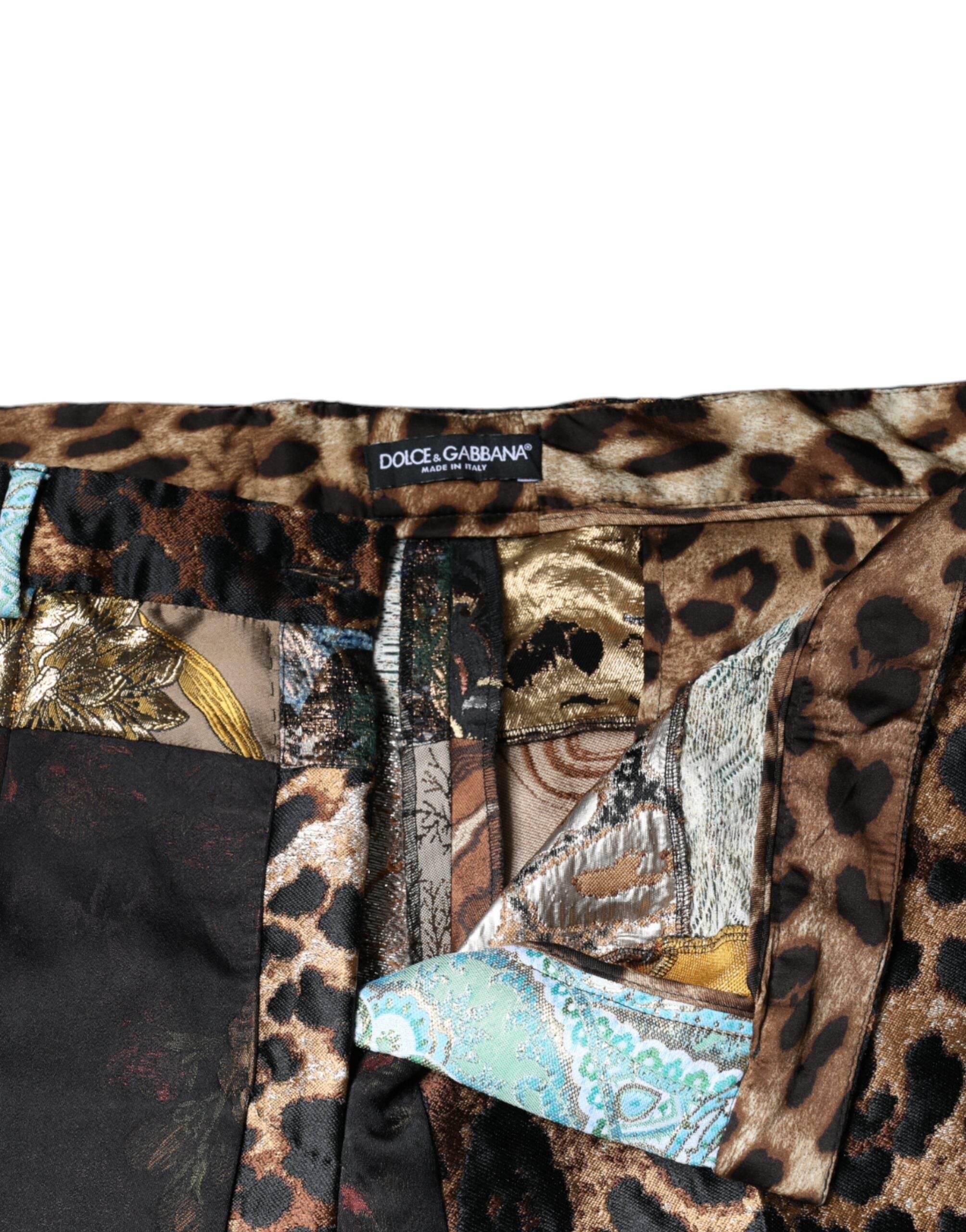 Dolce & Gabbana Multicolor Patchwork Jacquard High Waist Pants - Hilstor
