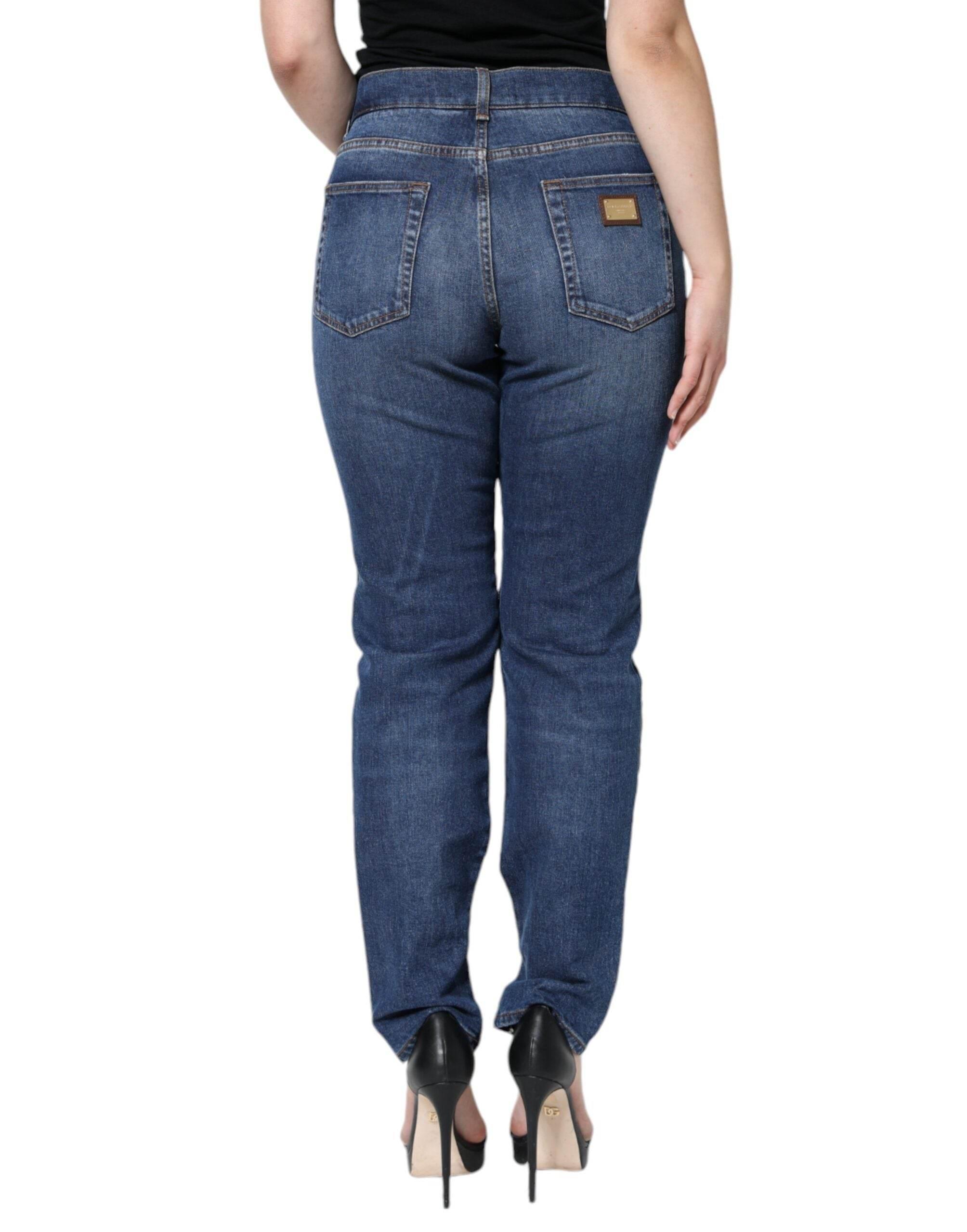 Dolce & Gabbana Black Floral Lace Front Skinny Denim Jeans - Hilstor