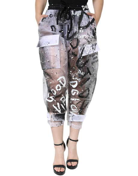 Dolce & Gabbana White See Through Logo Cropped Cargo Pants - Hilstor