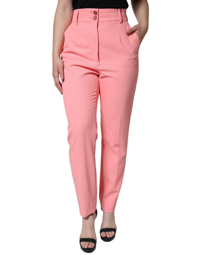 Dolce & Gabbana Rose Pink Polyester High Waist Tapered Pants - Hilstor