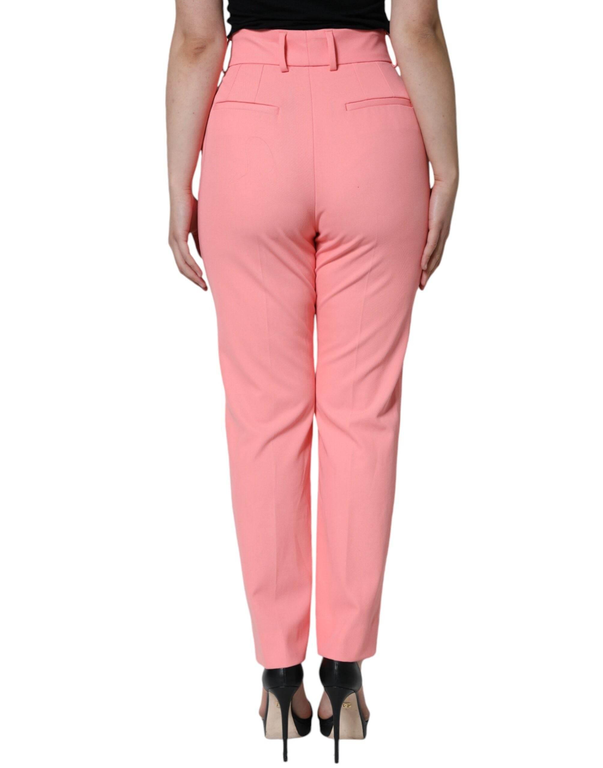 Dolce & Gabbana Rose Pink Polyester High Waist Tapered Pants - Hilstor
