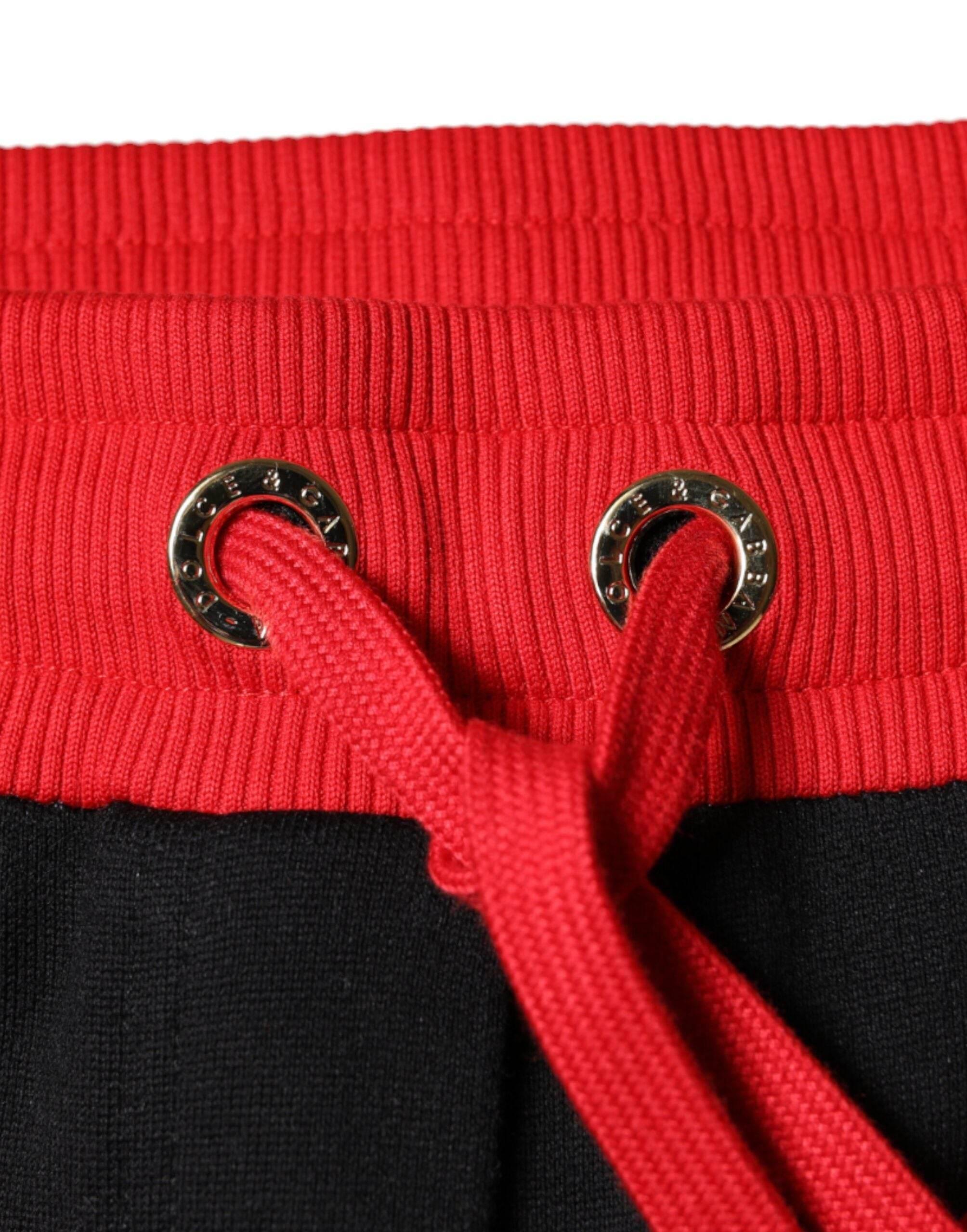Dolce & Gabbana Black Red Cherry Mid Waist Jogger Pants - Hilstor