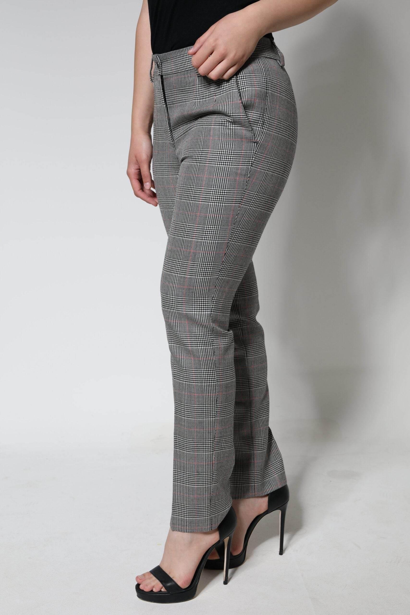 Dolce & Gabbana Gray Plaid Wool Mid Waist Women Tapered Pants - Hilstor
