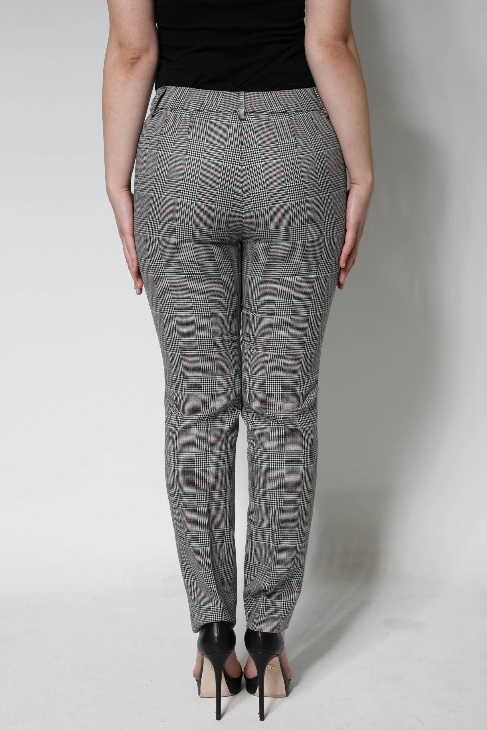 Dolce & Gabbana Gray Plaid Wool Mid Waist Women Tapered Pants - Hilstor