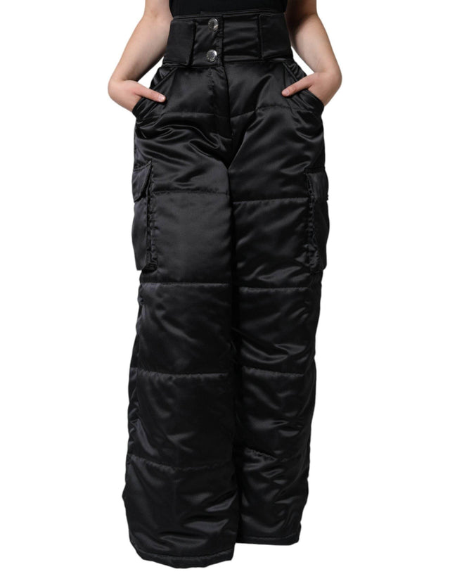 Dolce & Gabbana Black Quilted High Waist Women Boot Cut Pants - Hilstor