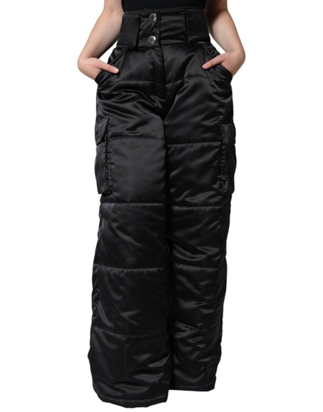 Dolce & Gabbana Black Quilted High Waist Women Boot Cut Pants - Hilstor