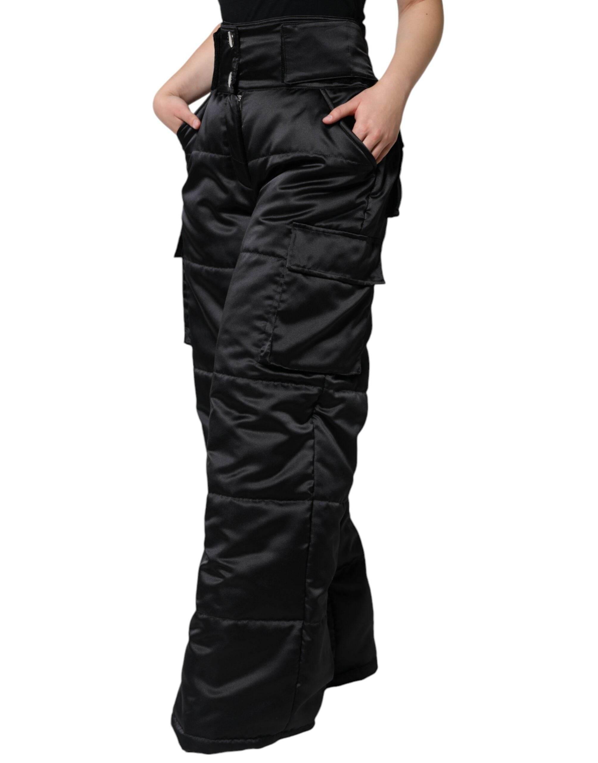Dolce & Gabbana Black Quilted High Waist Women Boot Cut Pants - Hilstor