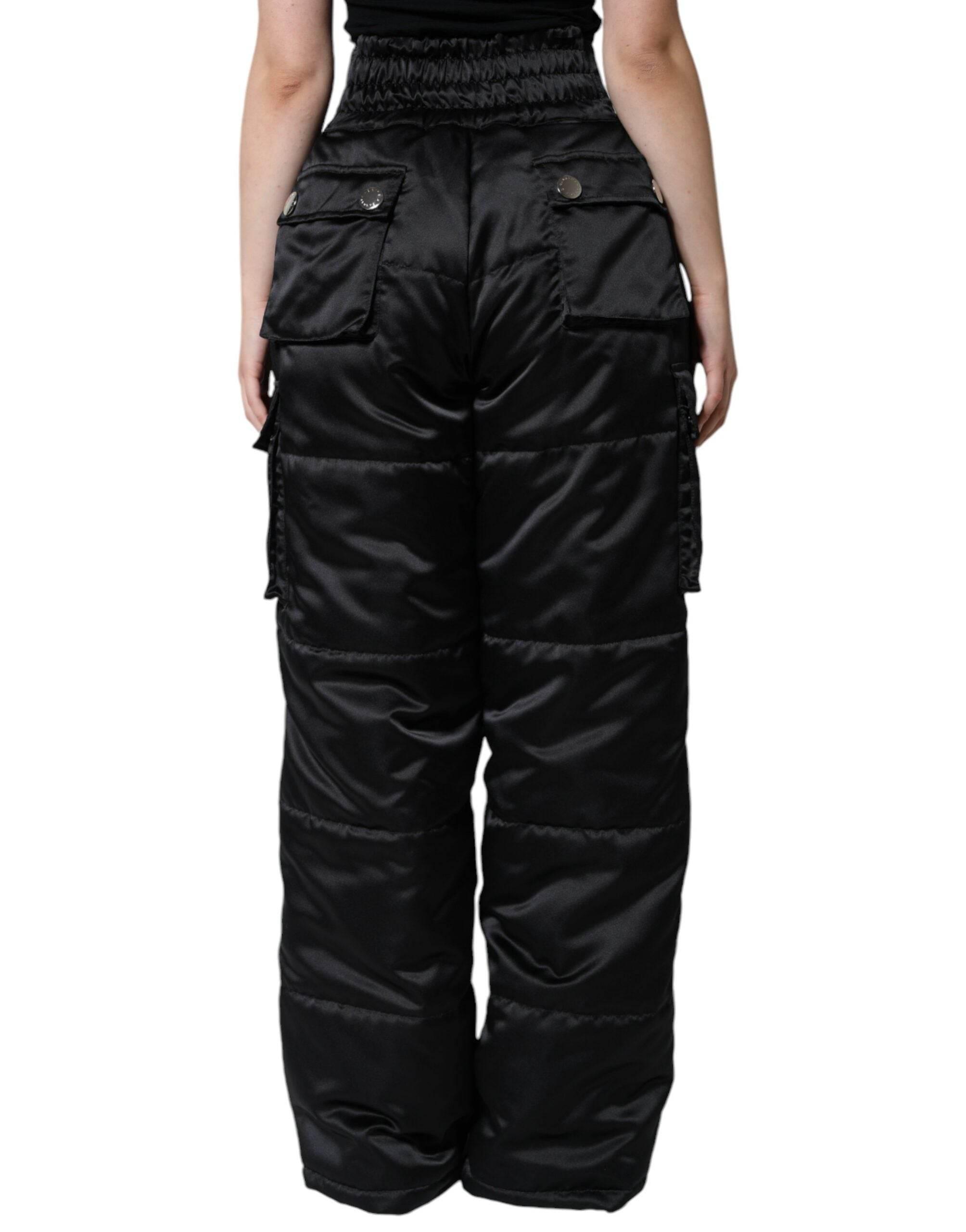 Dolce & Gabbana Black Quilted High Waist Women Boot Cut Pants - Hilstor