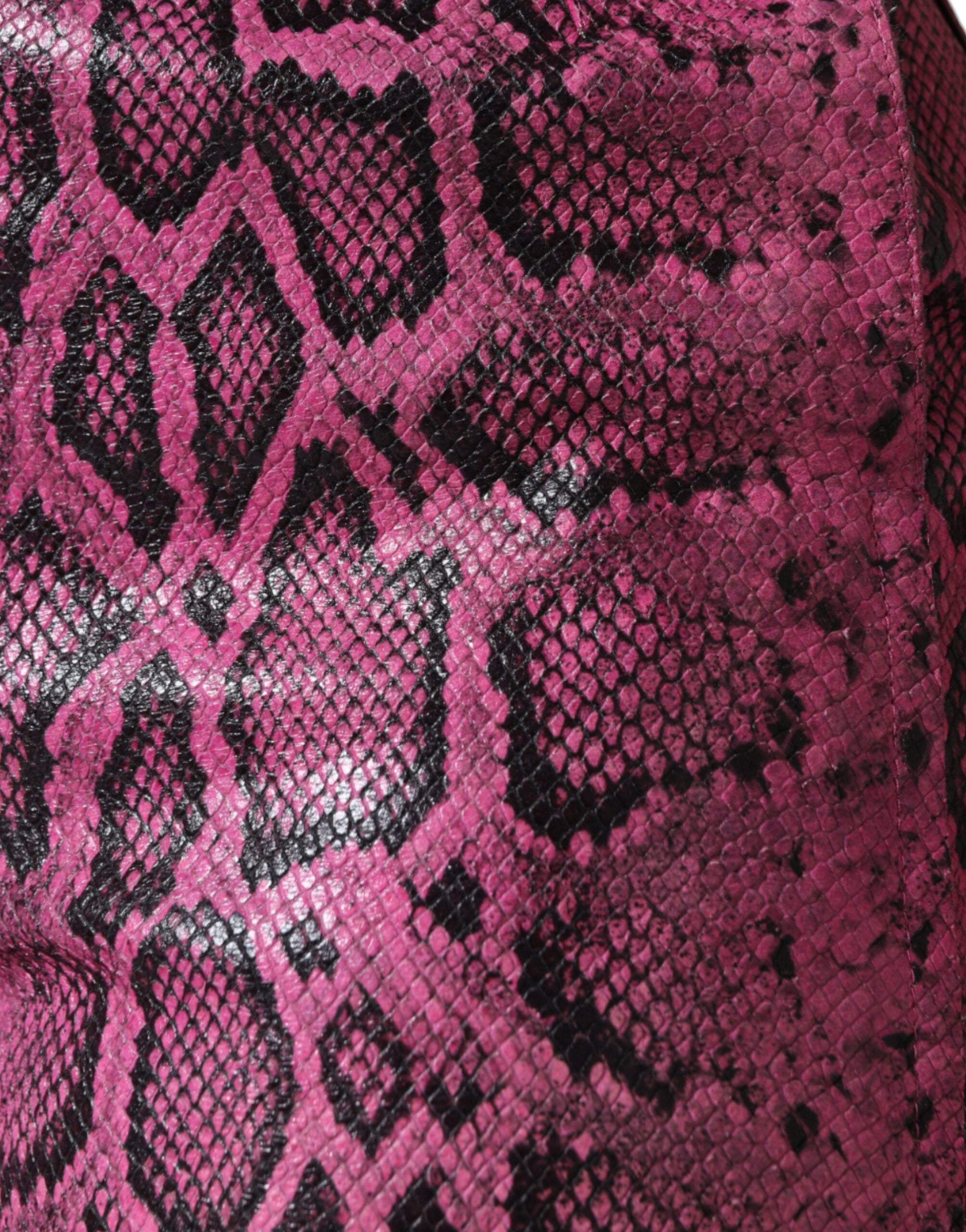 Dolce &amp; Gabbana Rosa Läderbyxor med Hög Midja