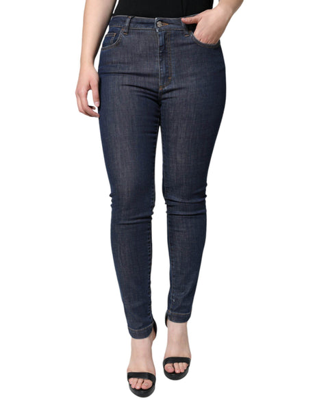 Dolce & Gabbana Dark Blue QUEEN Cotton Skinny Denim Jeans - Hilstor