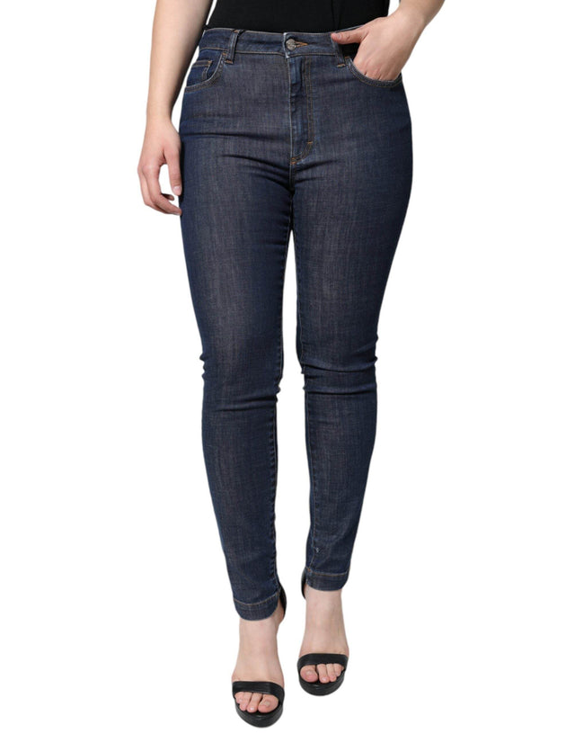 Dolce & Gabbana Dark Blue QUEEN Cotton Skinny Denim Jeans - Hilstor