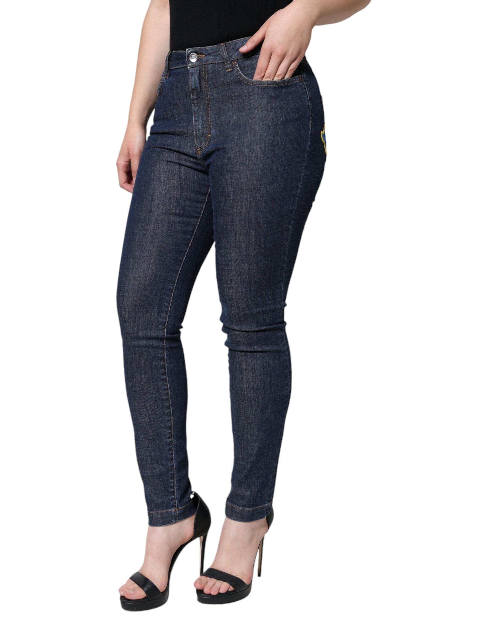 Dolce & Gabbana Dark Blue QUEEN Cotton Skinny Denim Jeans - Hilstor