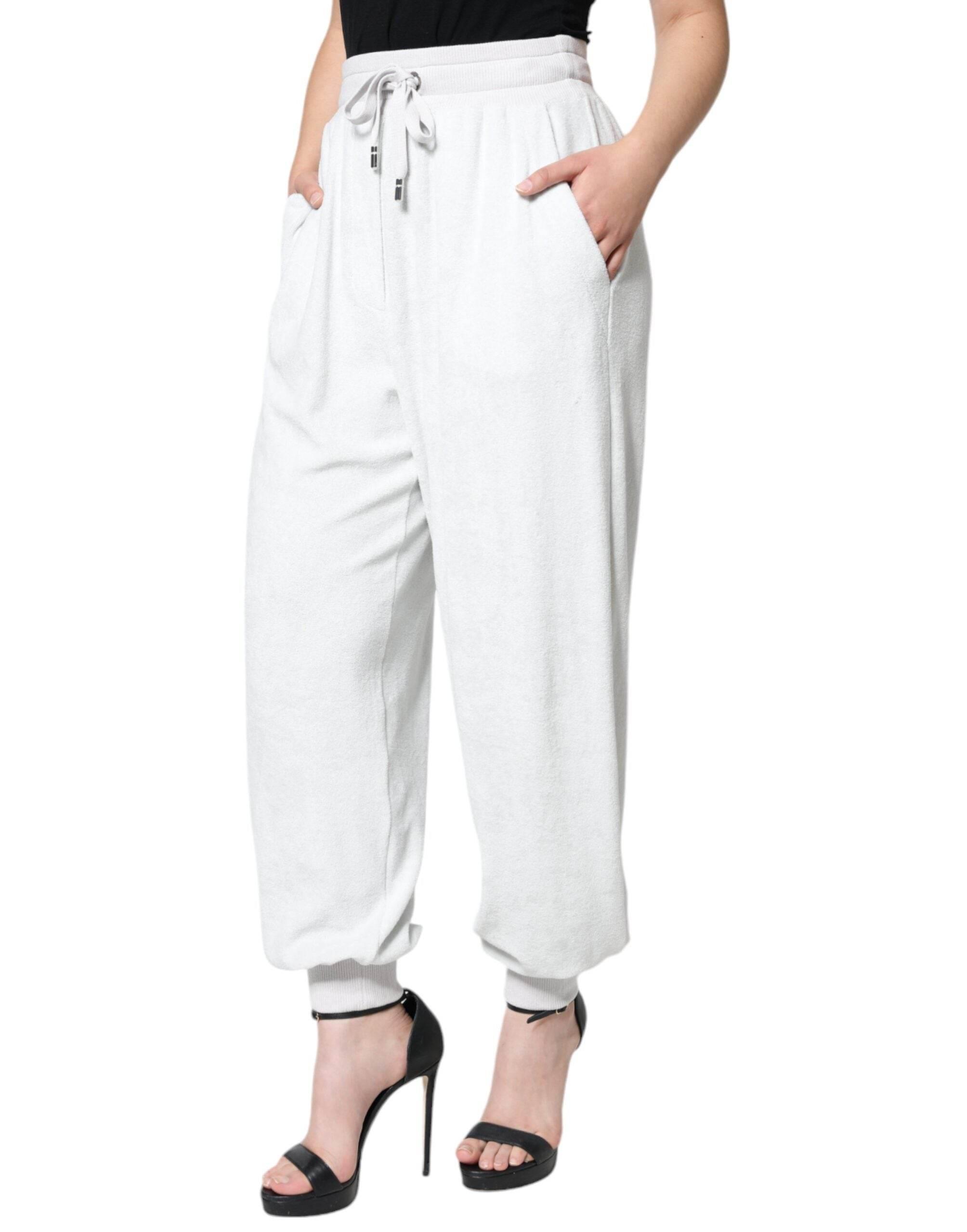 Dolce & Gabbana White Nylon Jogger Sweatpants Pants - Hilstor