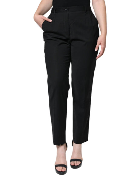 Dolce & Gabbana Black High Waist Tapered Pants - Hilstor