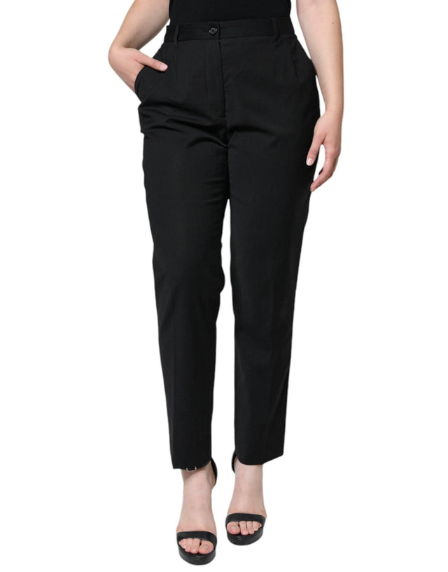 Dolce & Gabbana Black High Waist Tapered Pants - Hilstor